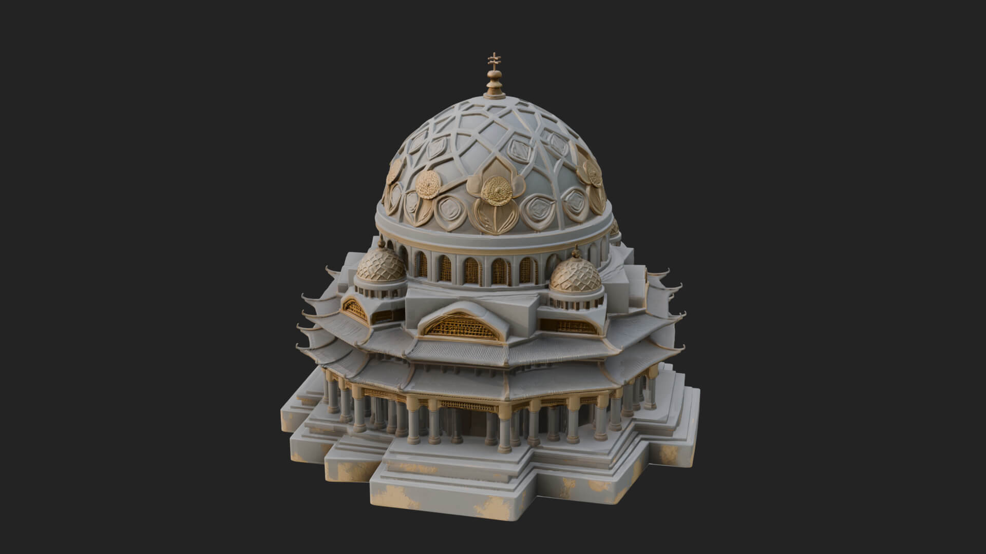 Lattice Dome Shrine Temple Design 4 3D Print Model 3D Model