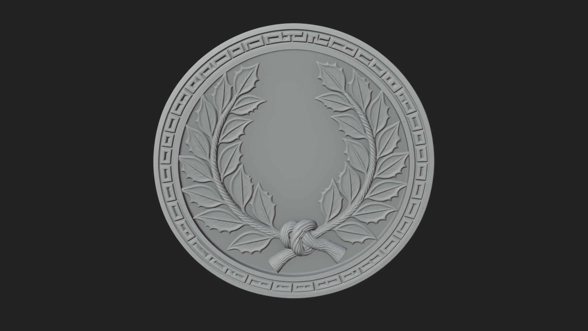 Laurel Wreath Oval Plaque Design 1 3D Print Model 3D Model