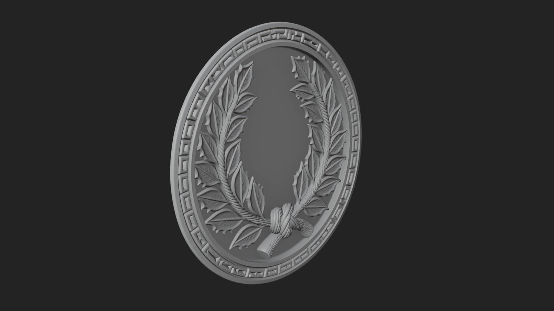 Laurel Wreath Oval Plaque Design 1 3D Print Model 3D Model