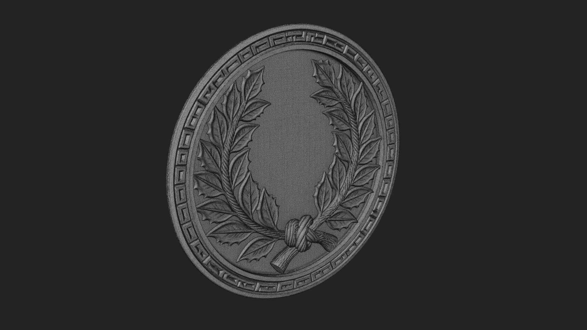 Laurel Wreath Oval Plaque Design 1 3D Print Model 3D Model
