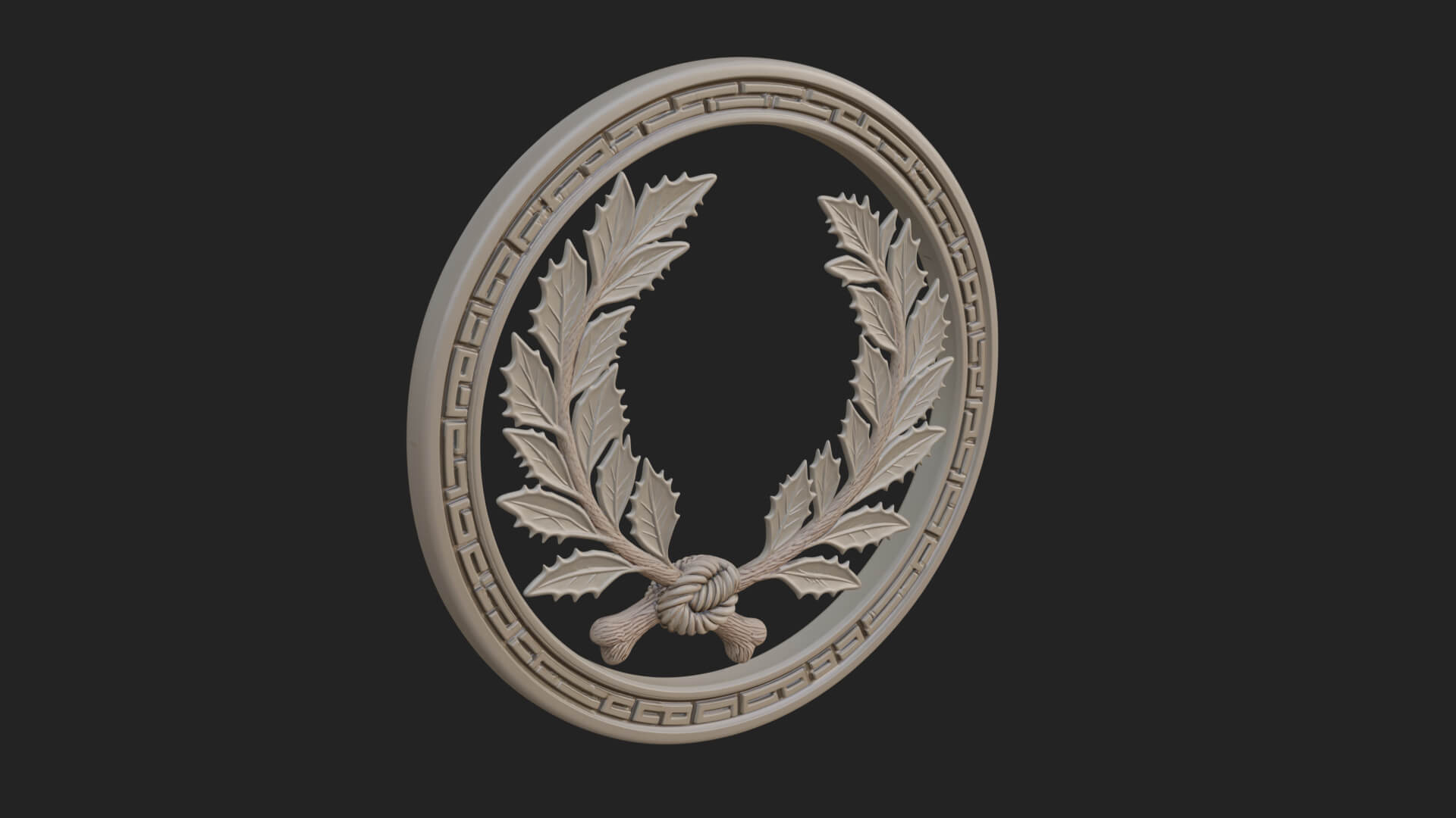 Laurel Wreath Oval Plaque Design 2 3D Print Model 3D Model
