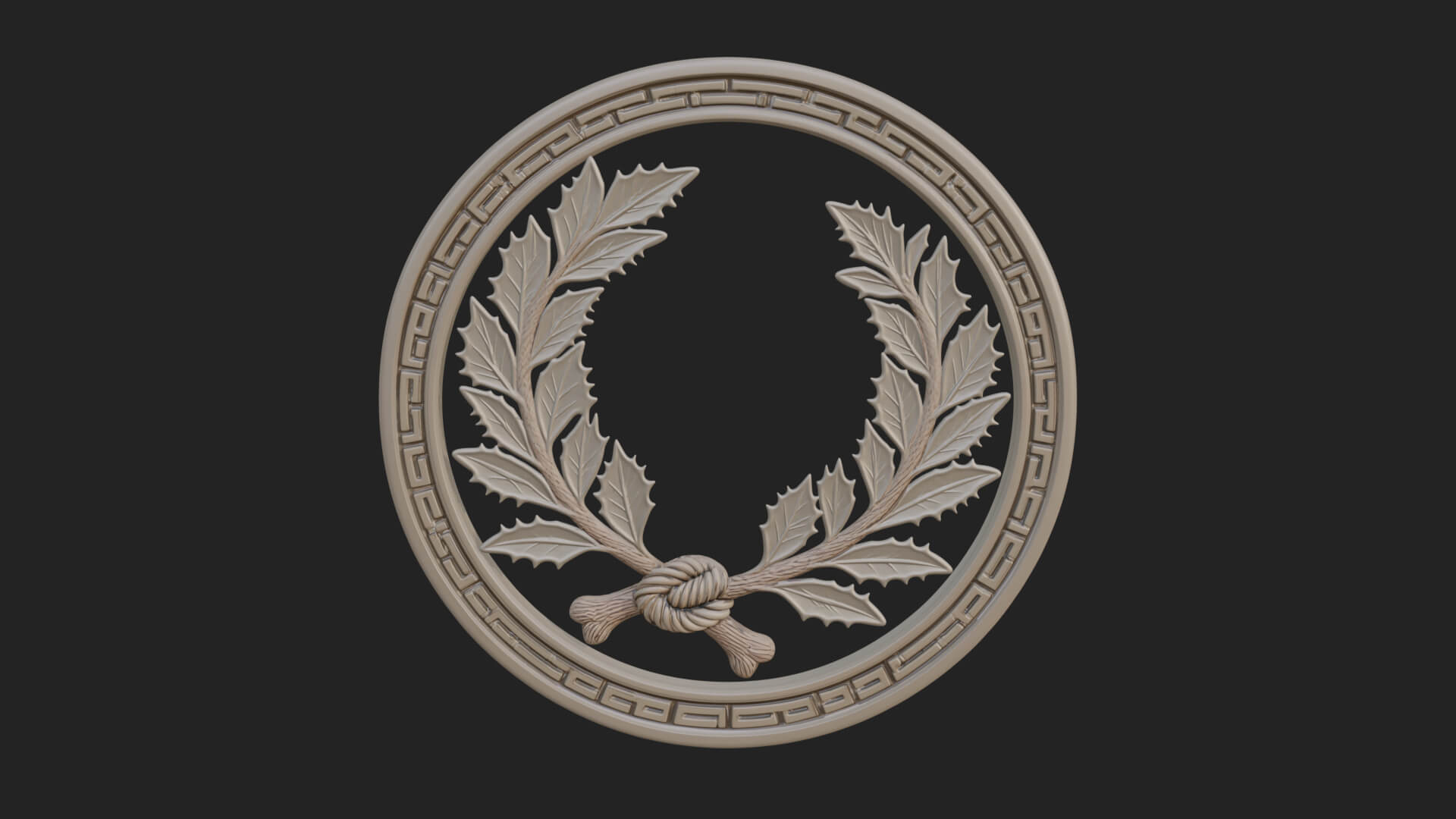 Laurel Wreath Oval Plaque Design 2 3D Print Model 3D Model