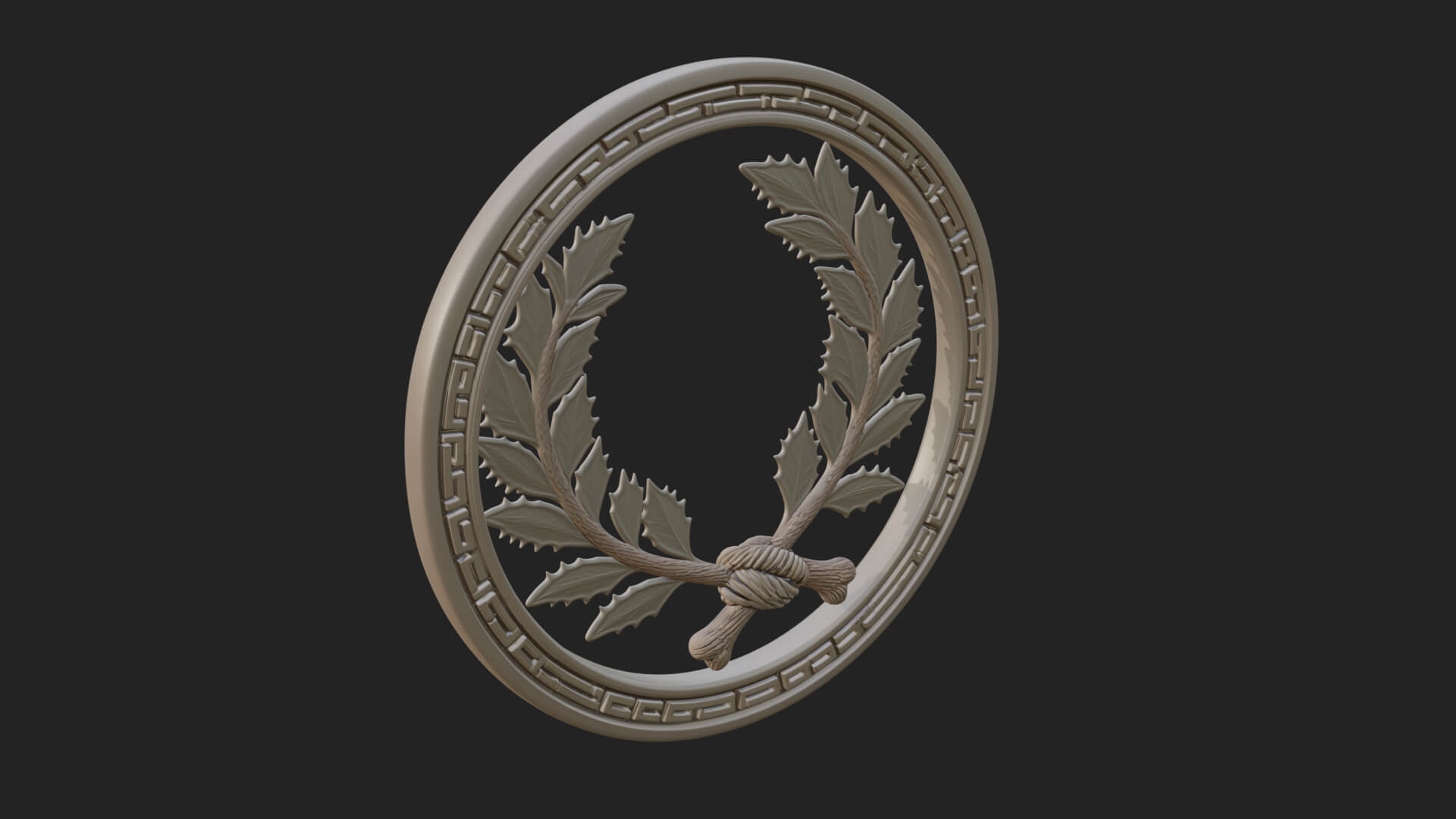Laurel Wreath Oval Plaque Design 2 3D Print Model 3D Model