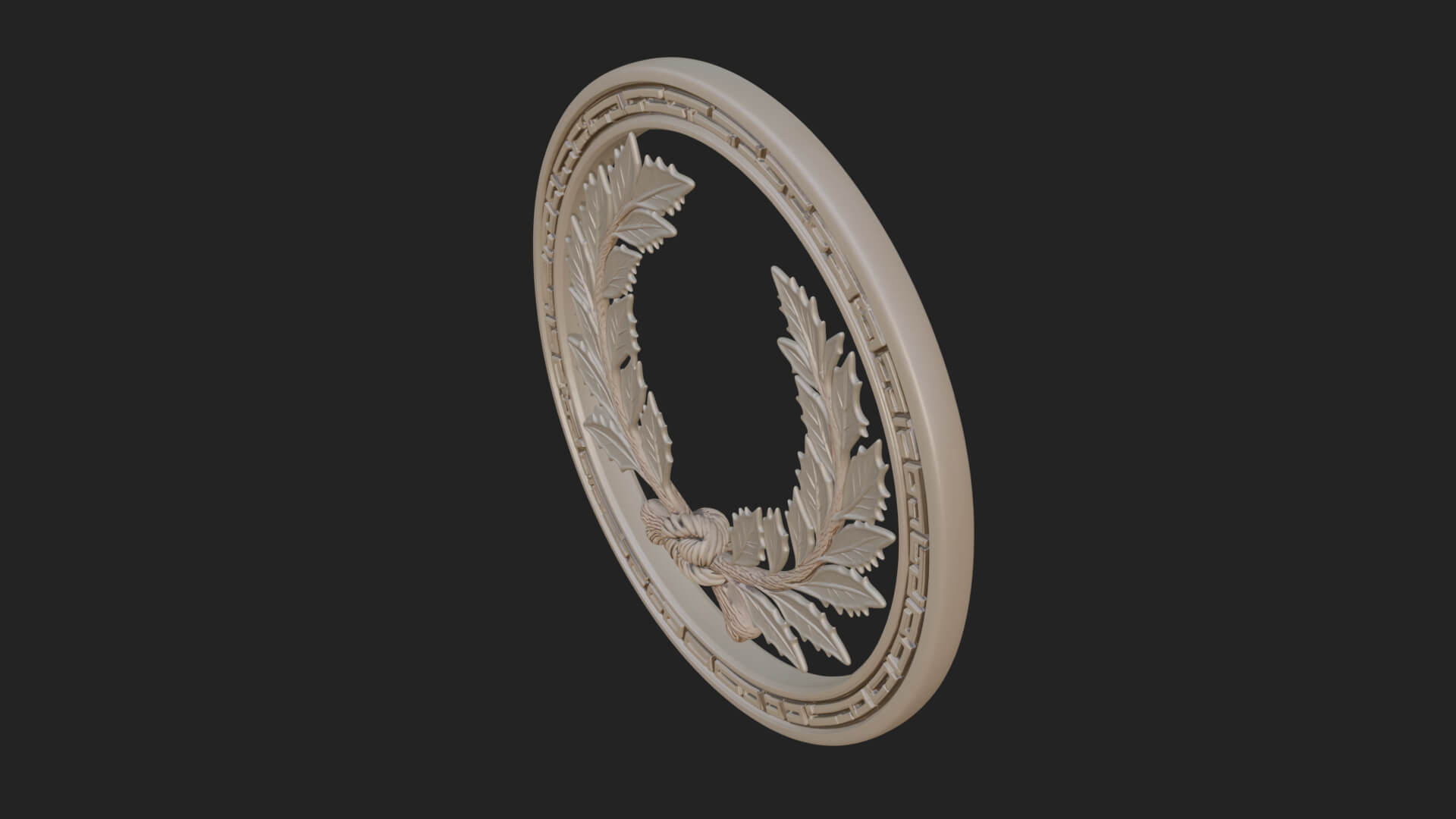 Laurel Wreath Oval Plaque Design 2 3D Print Model 3D Model