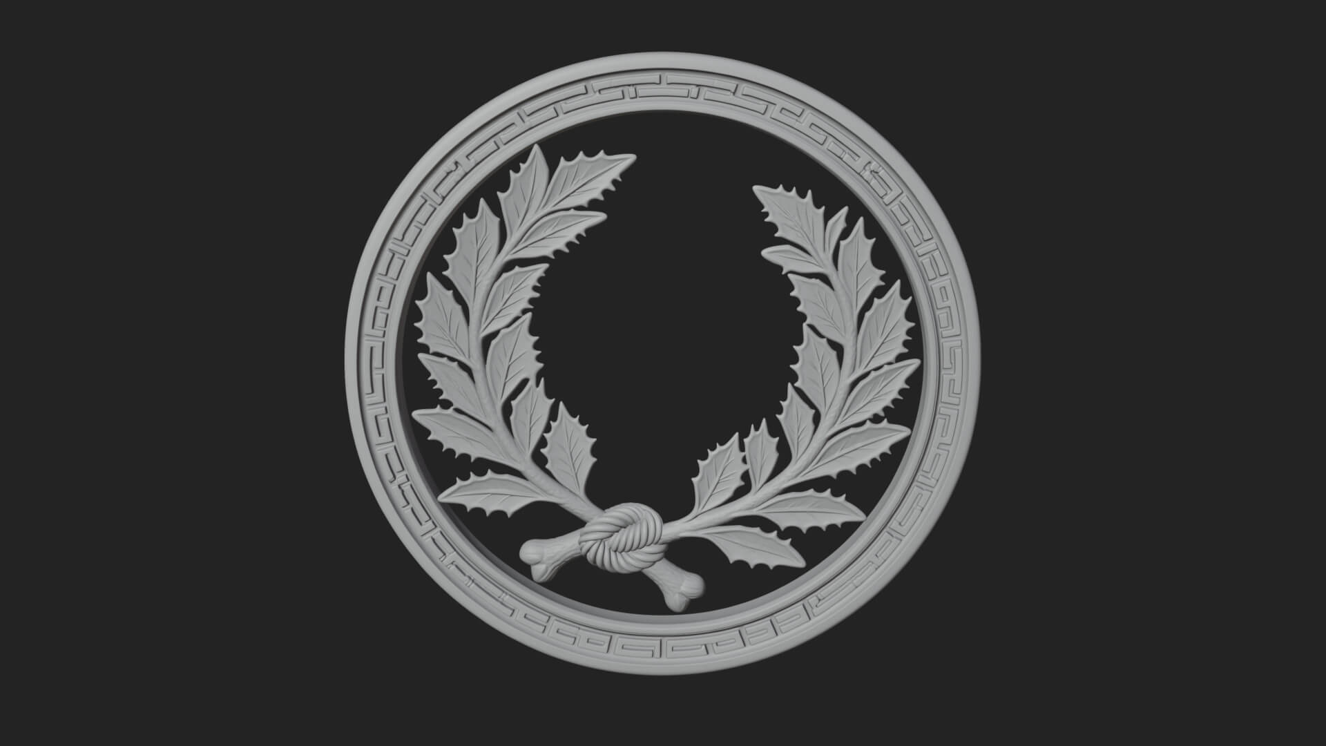 Laurel Wreath Oval Plaque Design 2 3D Print Model 3D Model
