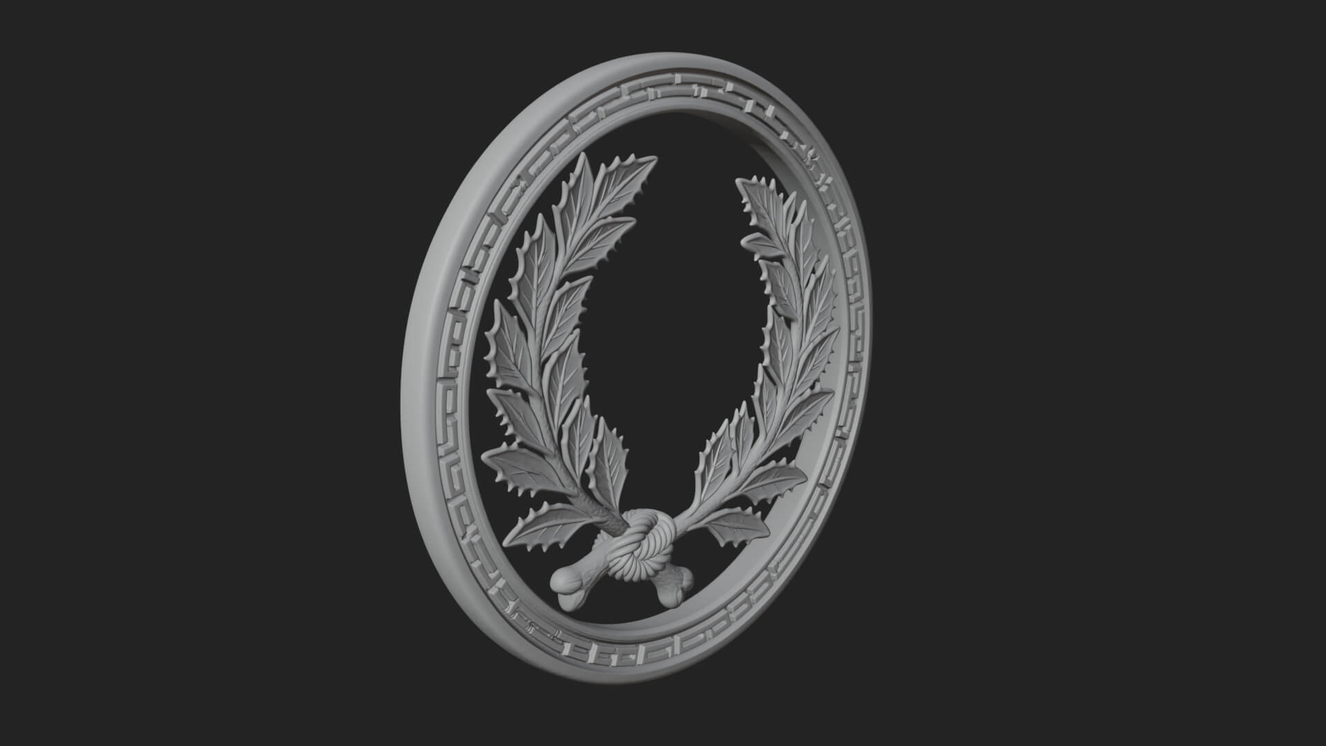 Laurel Wreath Oval Plaque Design 2 3D Print Model 3D Model
