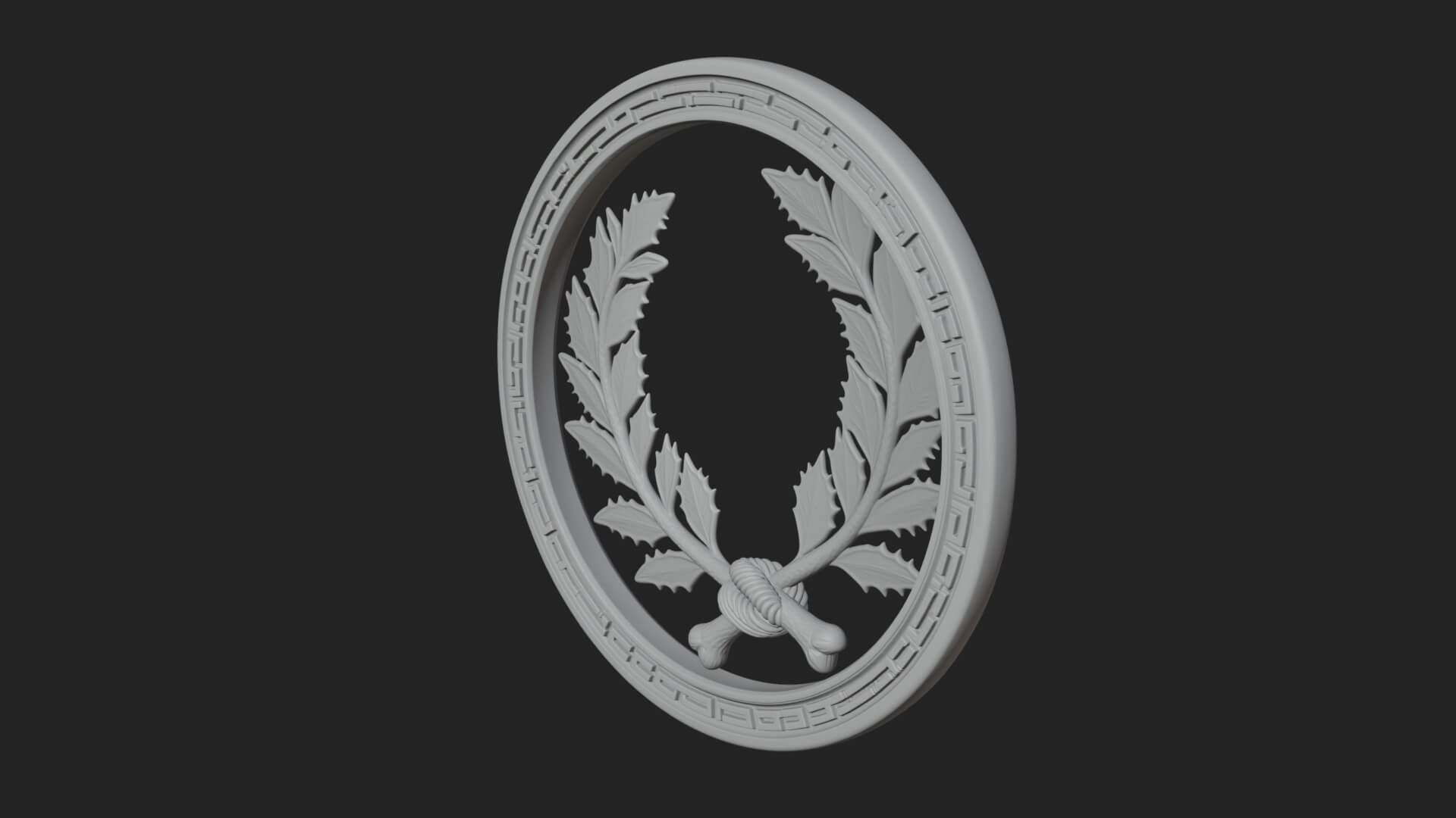 Laurel Wreath Oval Plaque Design 2 3D Print Model 3D Model