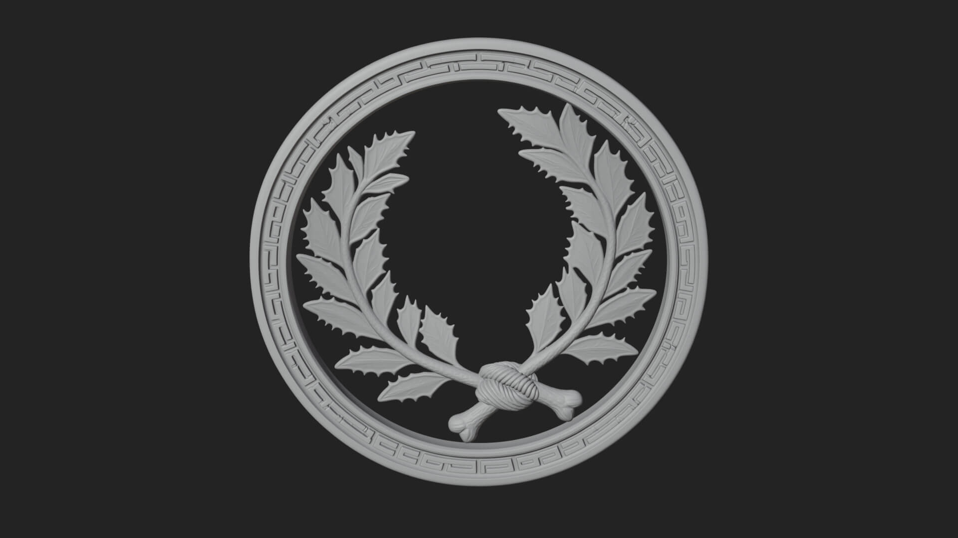 Laurel Wreath Oval Plaque Design 2 3D Print Model 3D Model