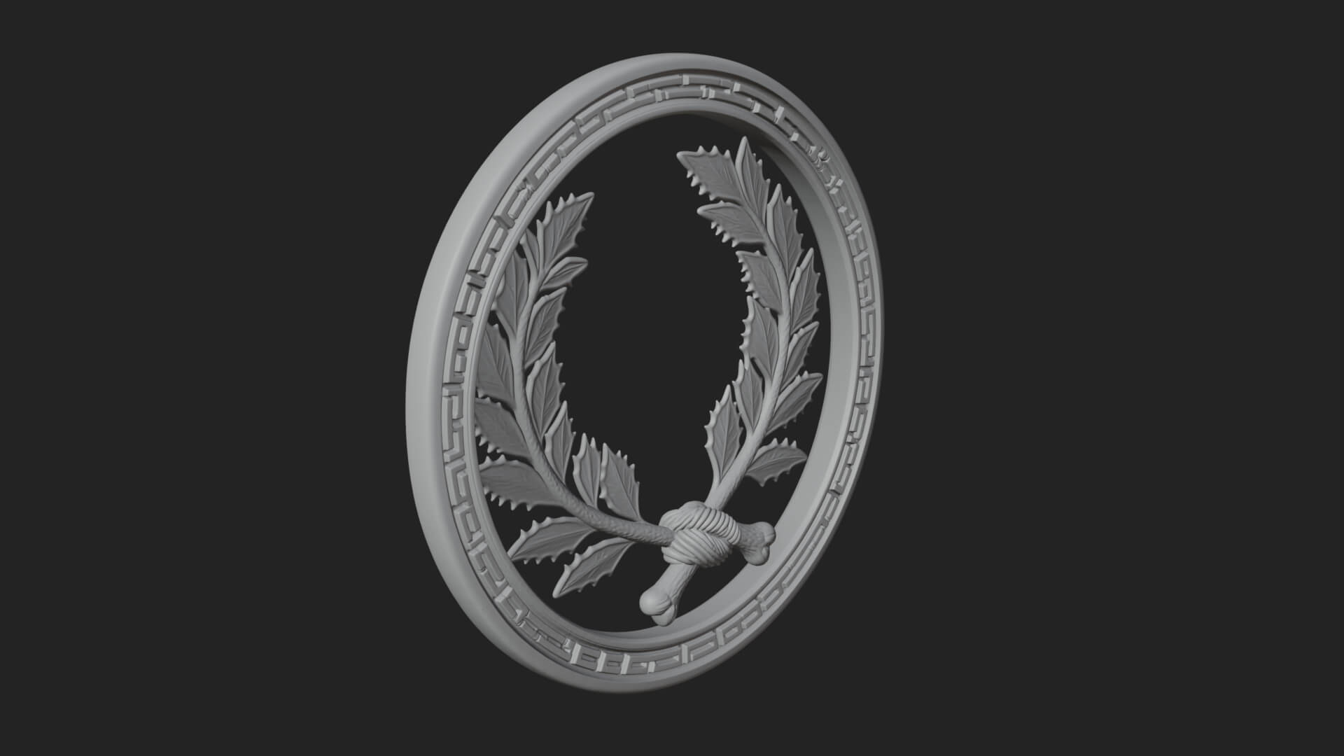 Laurel Wreath Oval Plaque Design 2 3D Print Model 3D Model