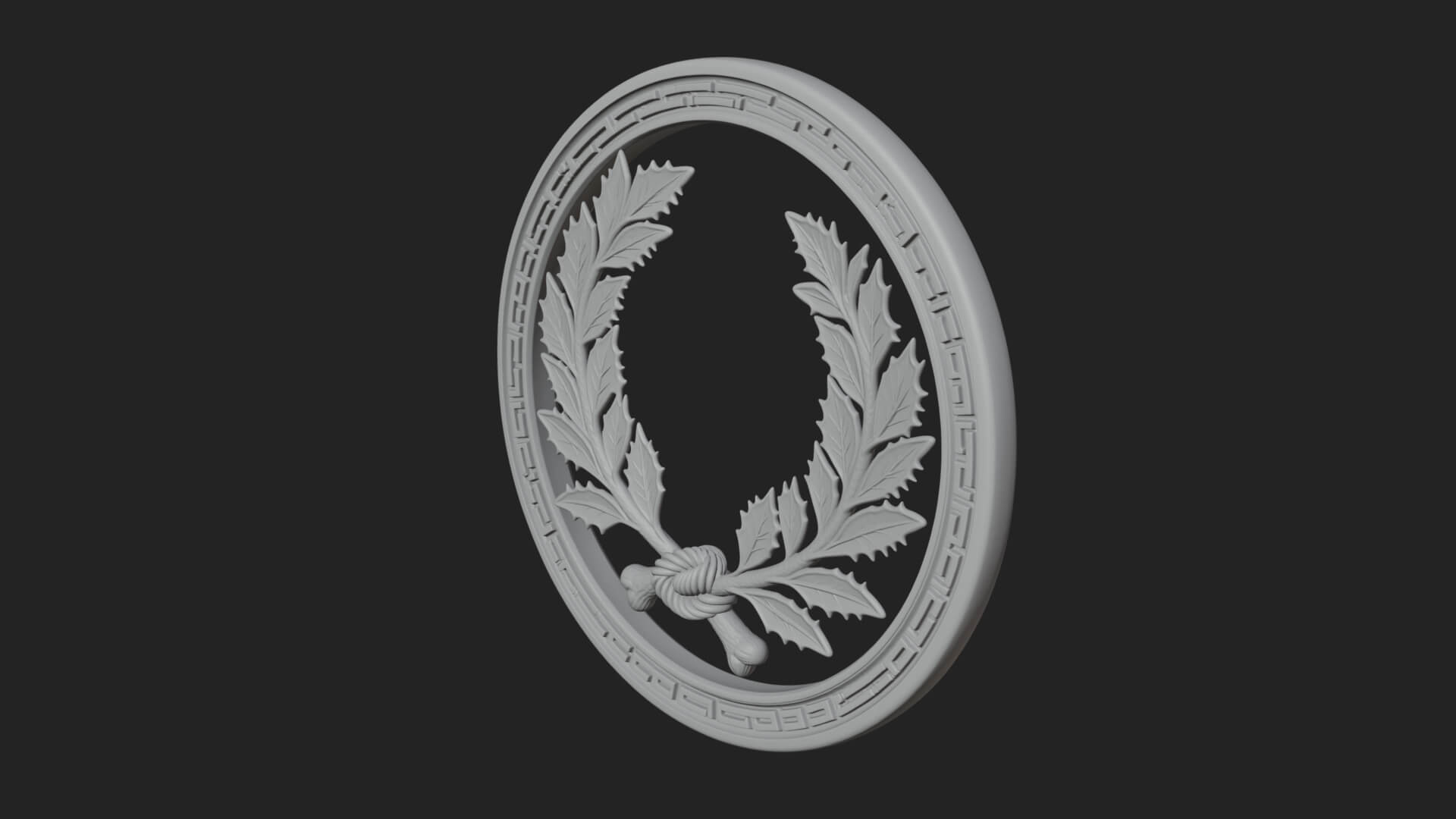 Laurel Wreath Oval Plaque Design 2 3D Print Model 3D Model