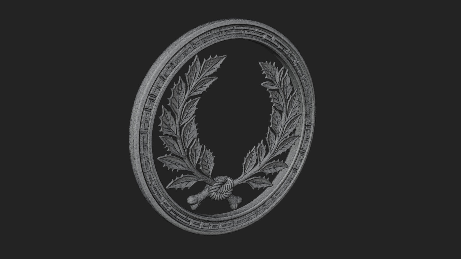 Laurel Wreath Oval Plaque Design 2 3D Print Model 3D Model