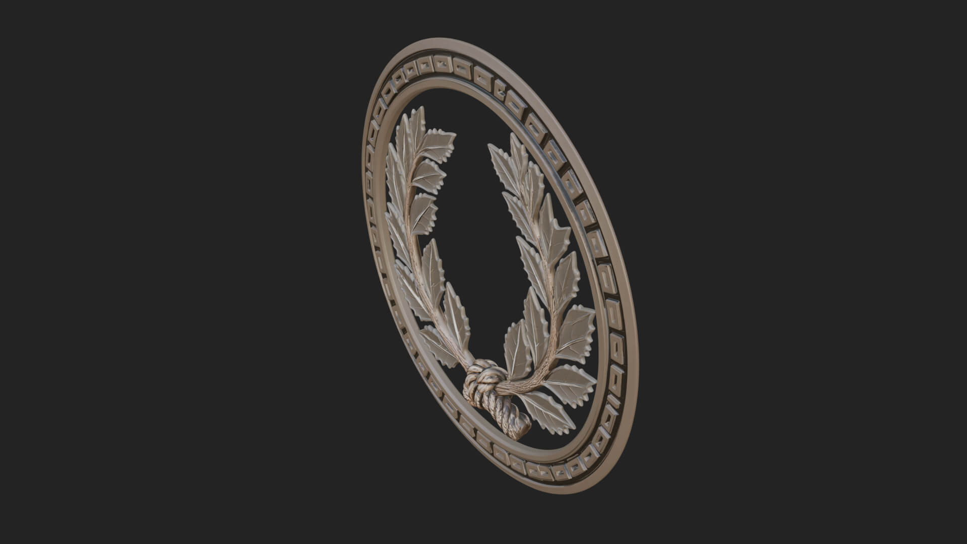 Laurel Wreath Oval Plaque Design 3 3D Print Model 3D Model