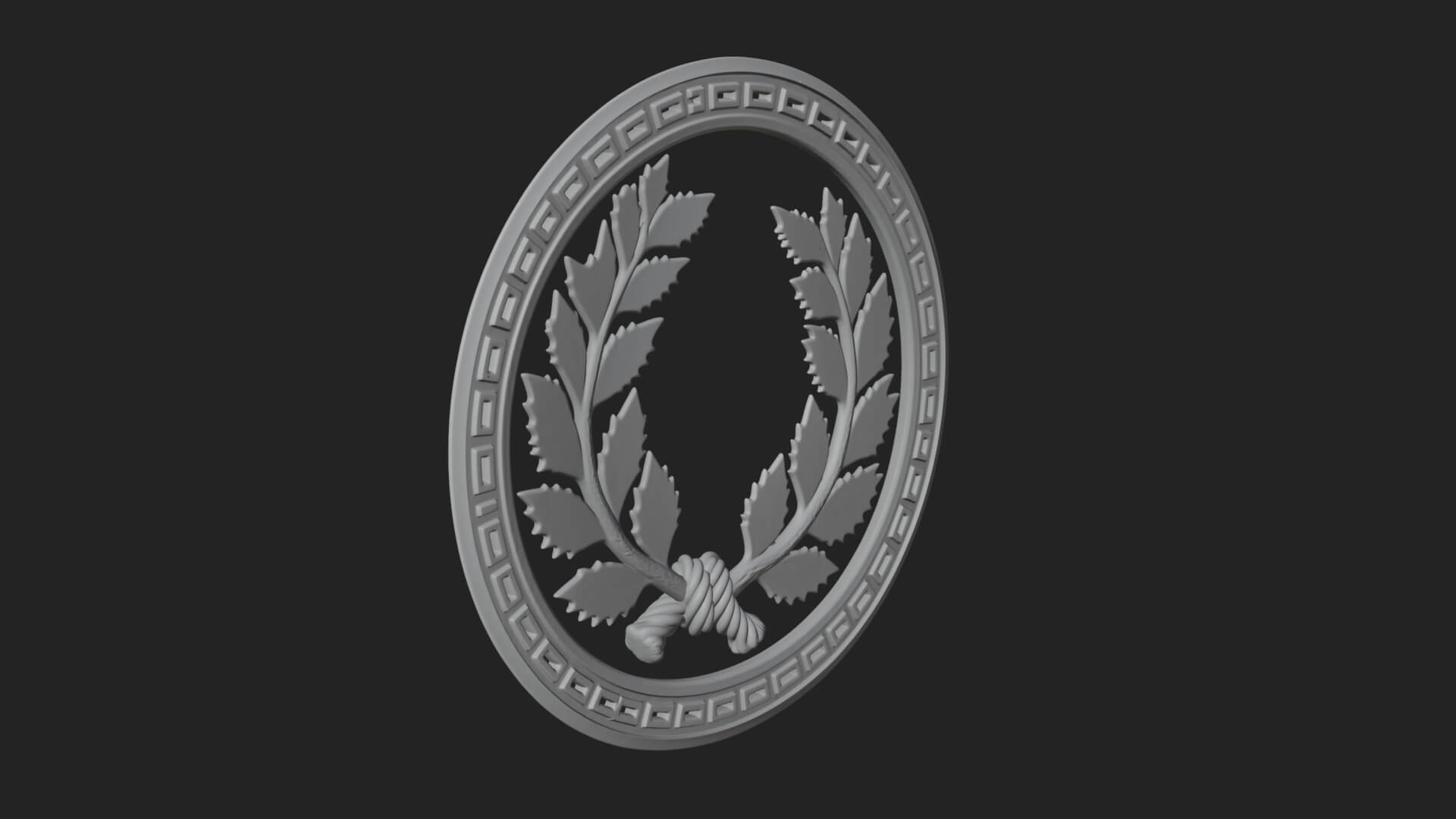 Laurel Wreath Oval Plaque Design 3 3D Print Model 3D Model