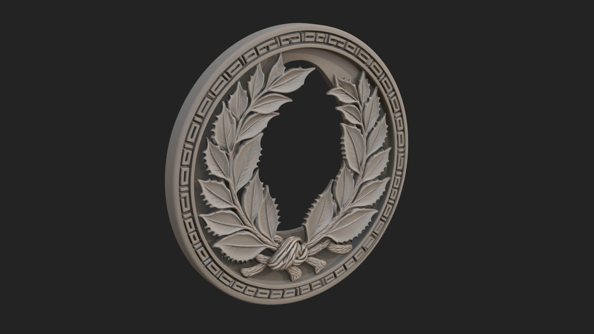 Laurel Wreath Oval Plaque Design 4 3D Print Model 3D Model