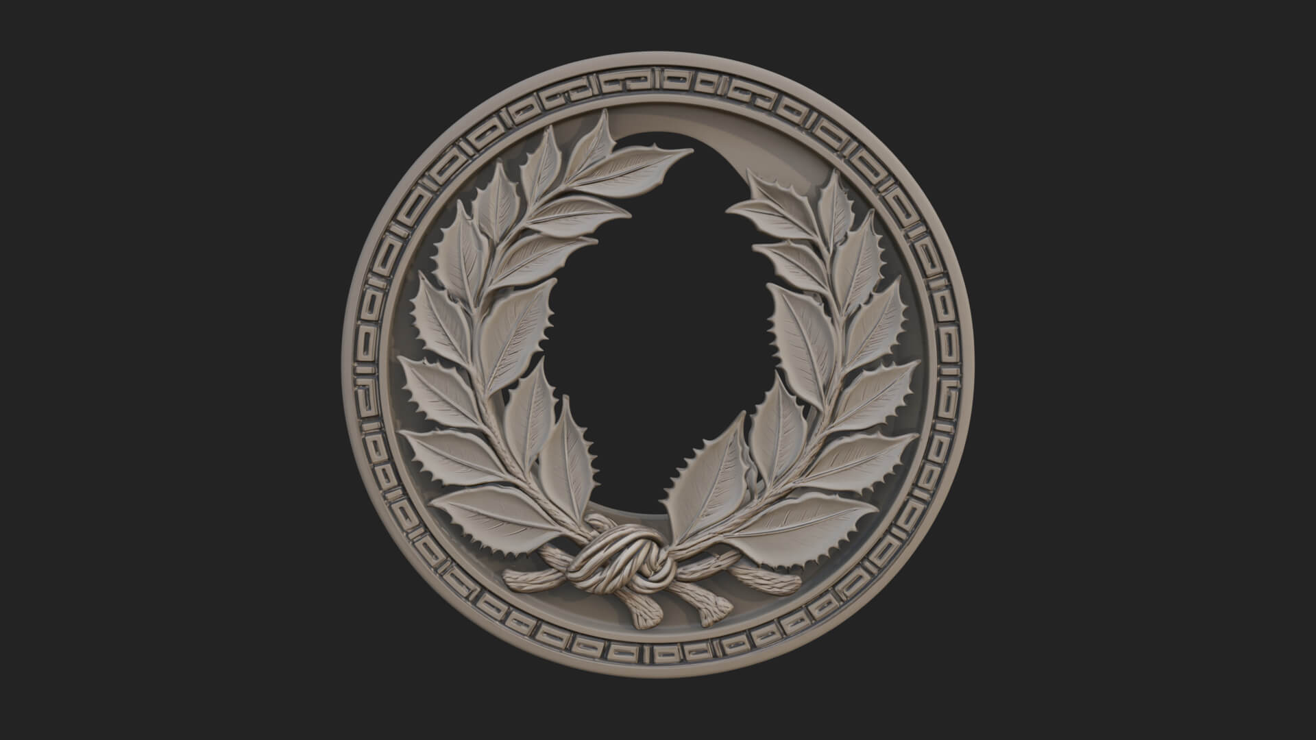 Laurel Wreath Oval Plaque Design 4 3D Print Model 3D Model