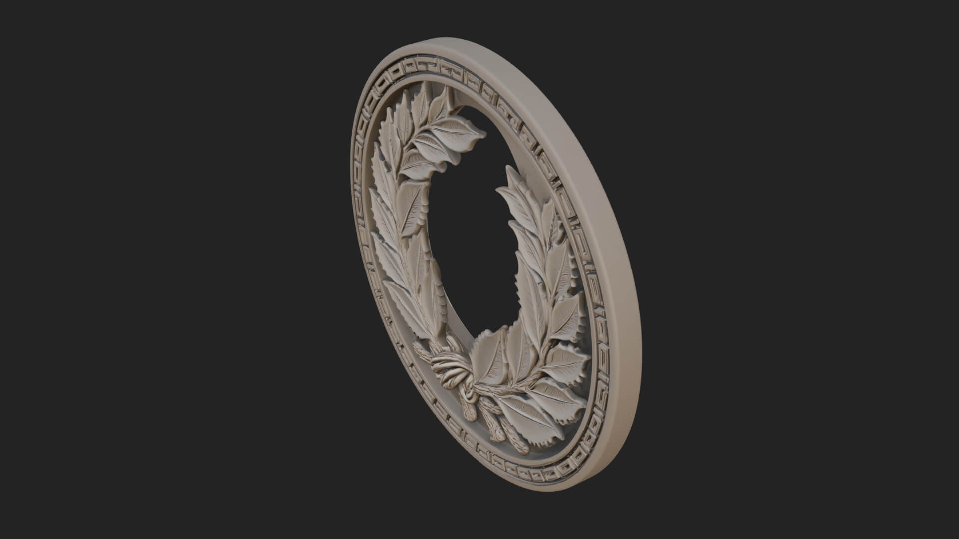 Laurel Wreath Oval Plaque Design 4 3D Print Model 3D Model