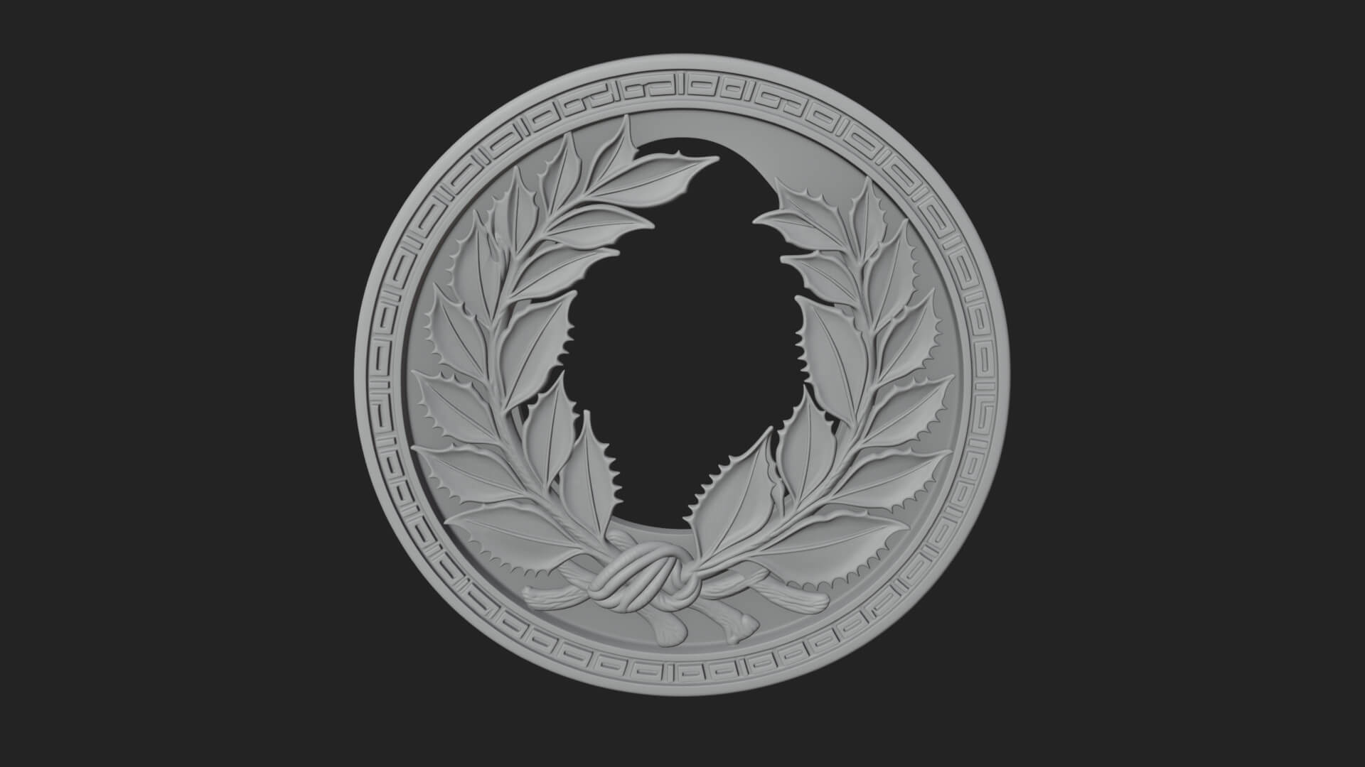 Laurel Wreath Oval Plaque Design 4 3D Print Model 3D Model