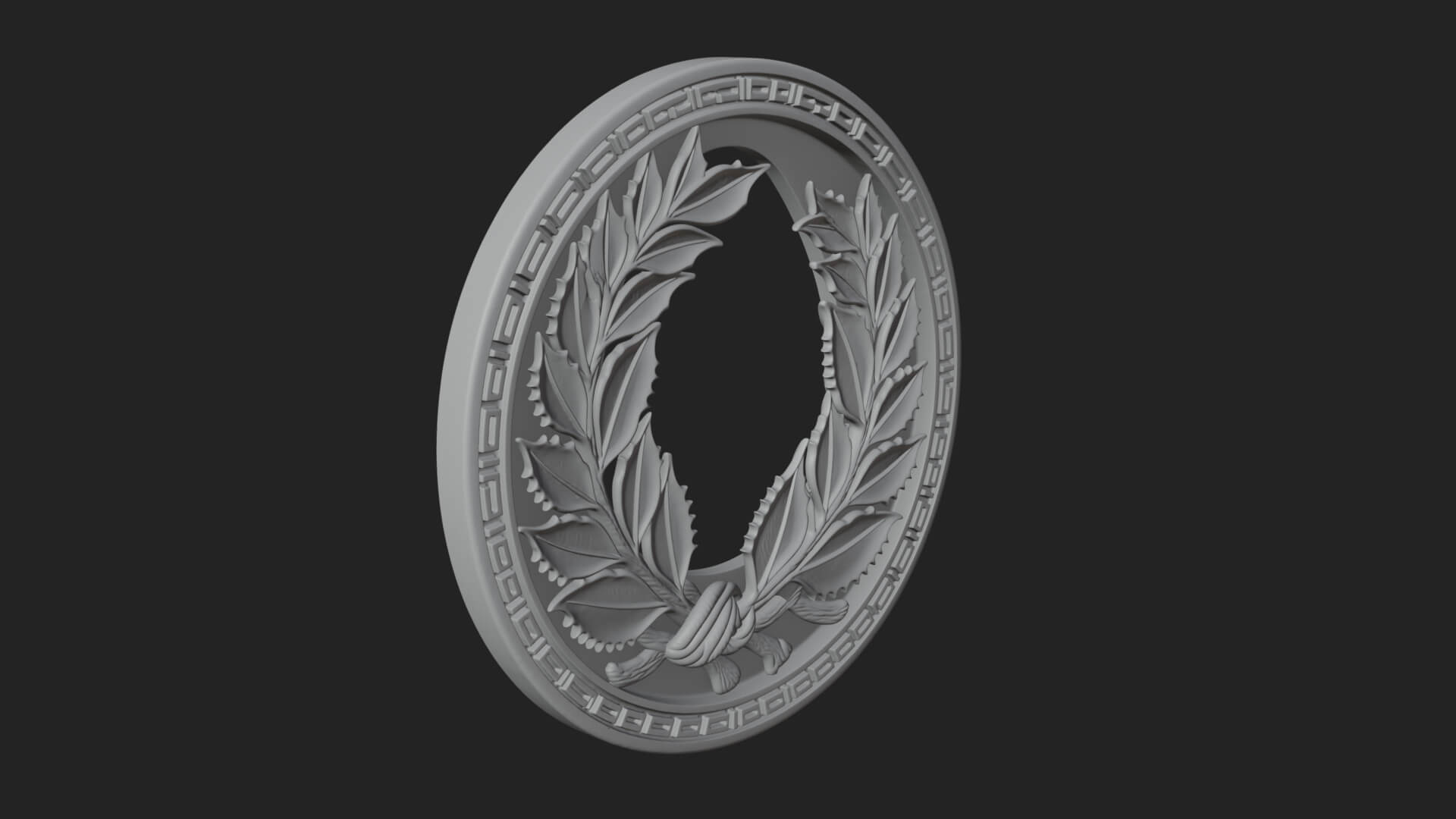 Laurel Wreath Oval Plaque Design 4 3D Print Model 3D Model