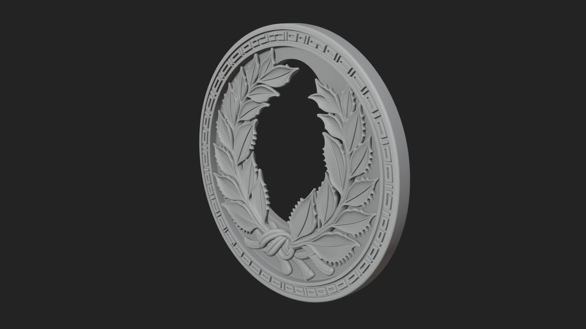 Laurel Wreath Oval Plaque Design 4 3D Print Model 3D Model