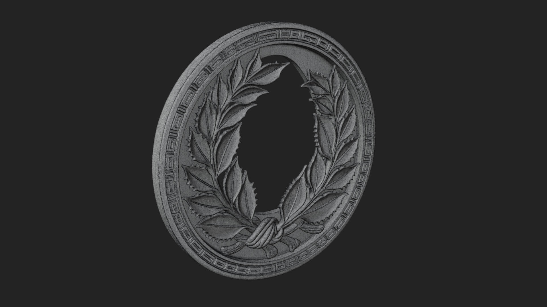 Laurel Wreath Oval Plaque Design 4 3D Print Model 3D Model