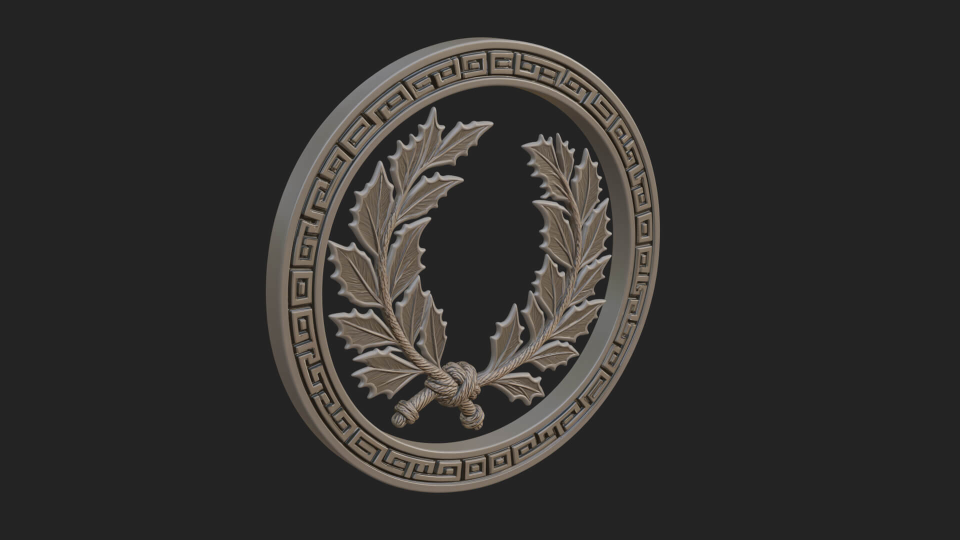 Laurel Wreath Oval Plaque Design 5 3D Print Model 3D Model