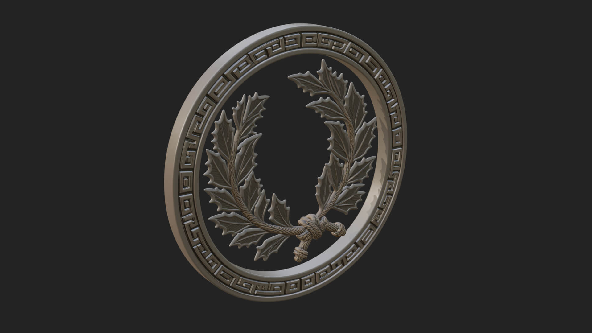 Laurel Wreath Oval Plaque Design 5 3D Print Model 3D Model