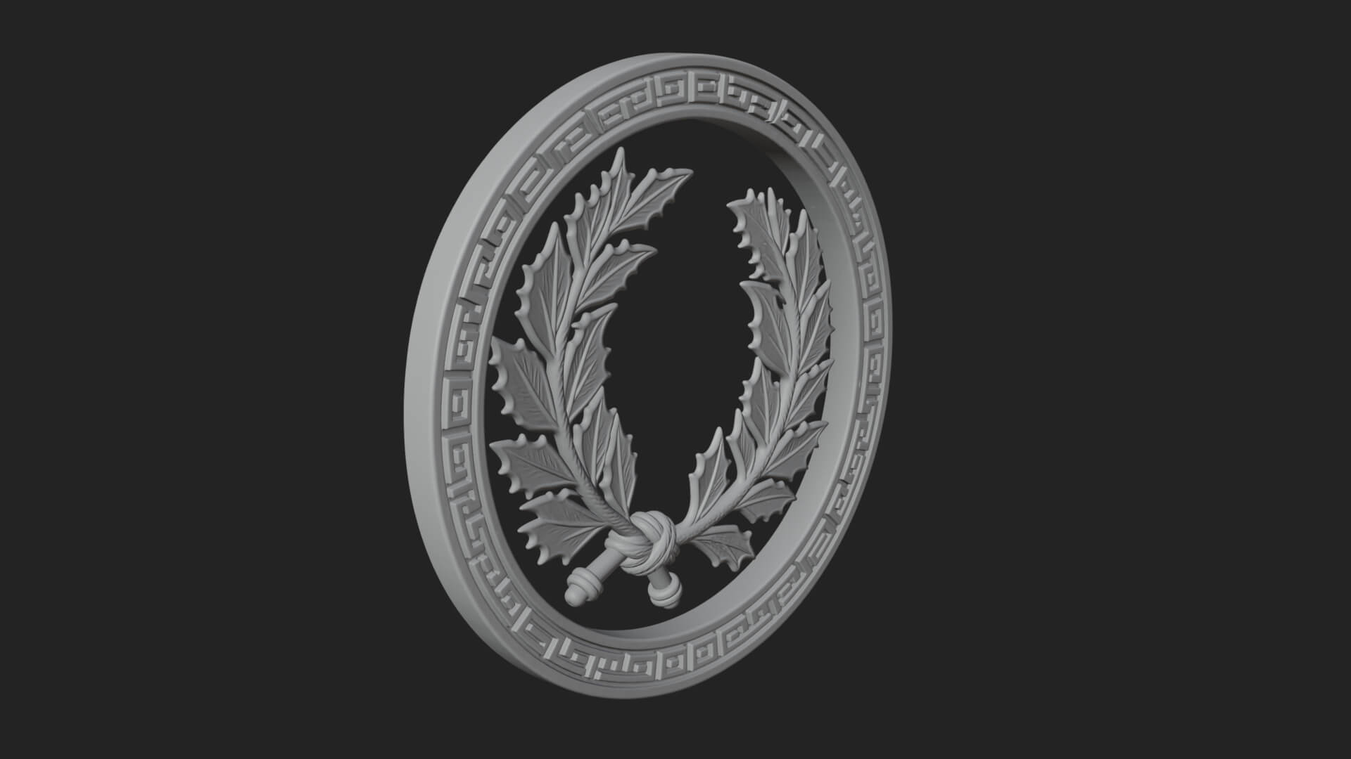 Laurel Wreath Oval Plaque Design 5 3D Print Model 3D Model