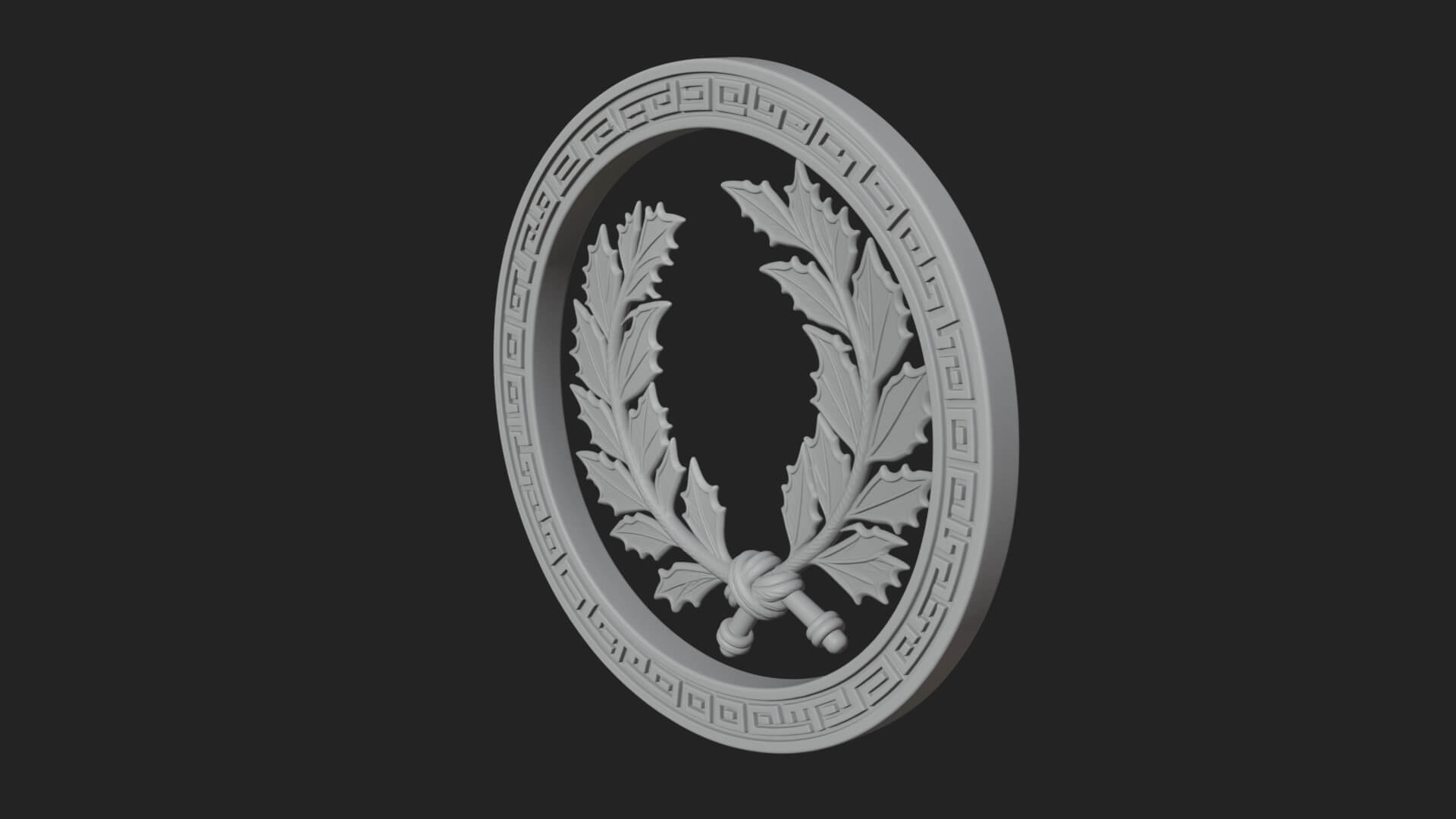 Laurel Wreath Oval Plaque Design 5 3D Print Model 3D Model