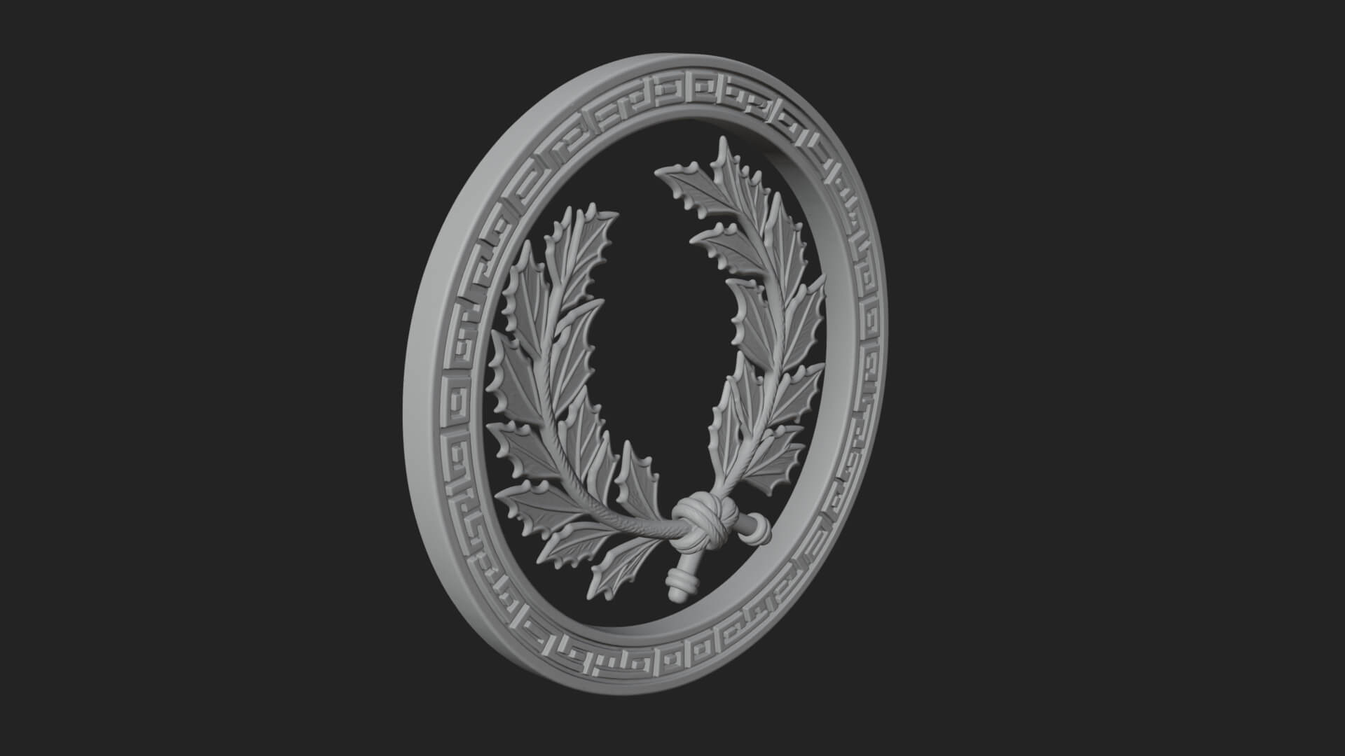 Laurel Wreath Oval Plaque Design 5 3D Print Model 3D Model