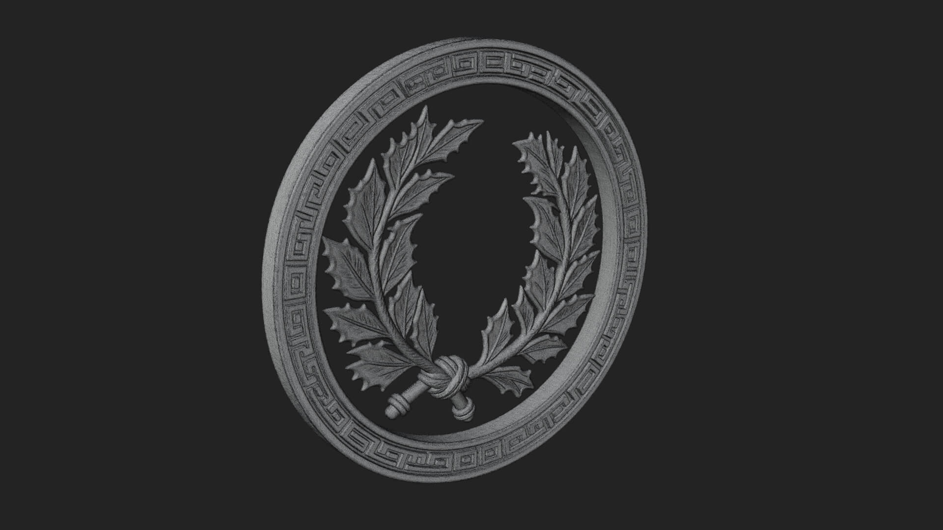 Laurel Wreath Oval Plaque Design 5 3D Print Model 3D Model