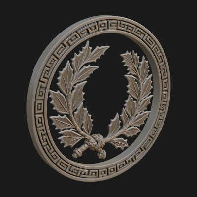 Laurel Wreath Oval Plaque Design 5 3D Print Model