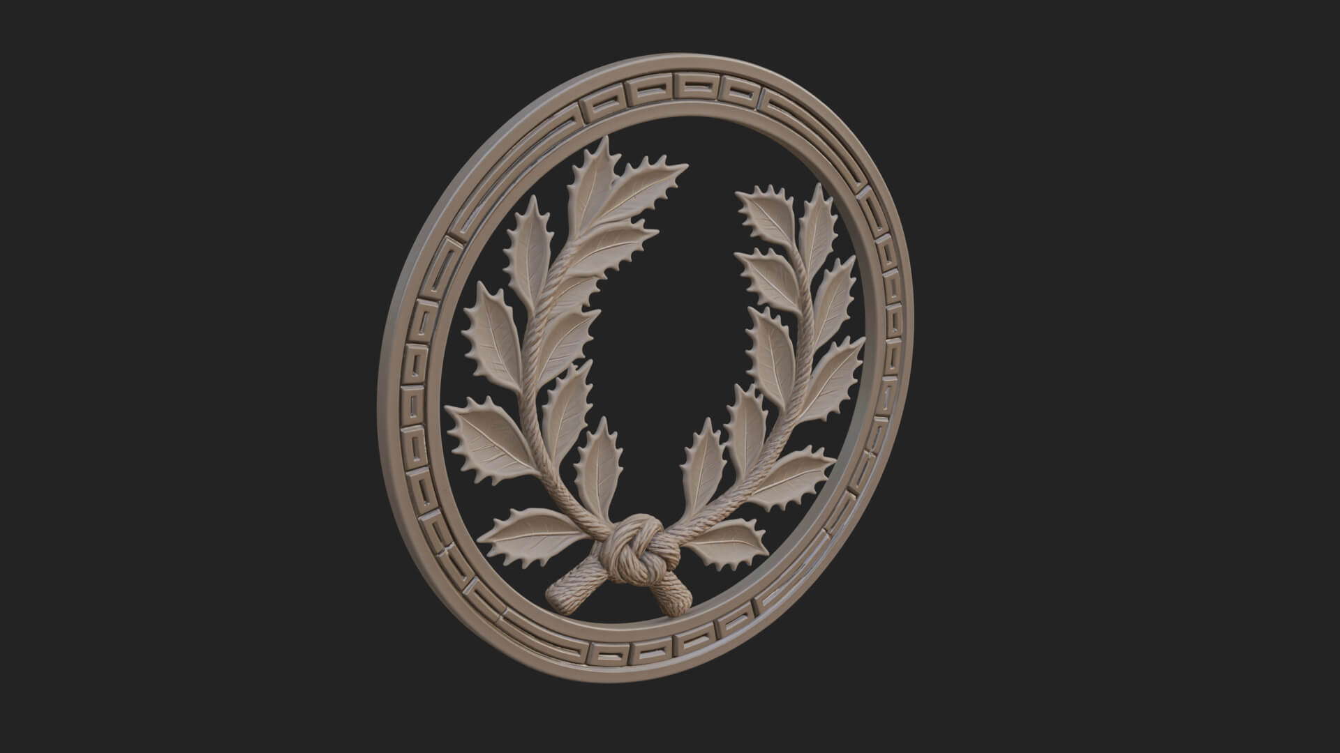 Laurel Wreath Oval Plaque Design 6 3D Print Model 3D Model
