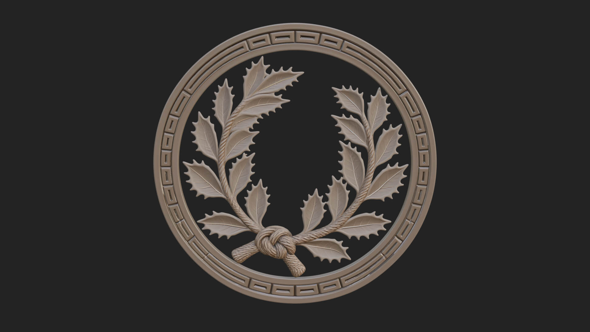 Laurel Wreath Oval Plaque Design 6 3D Print Model 3D Model