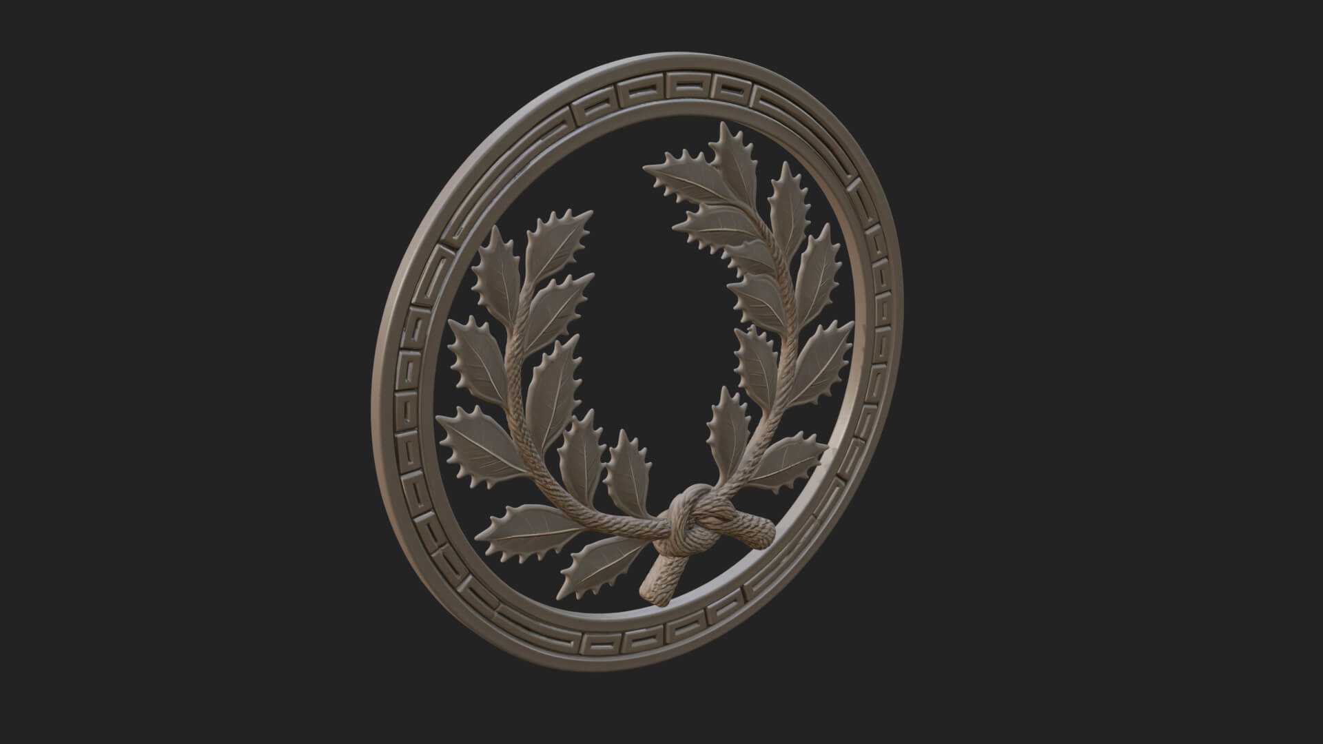 Laurel Wreath Oval Plaque Design 6 3D Print Model 3D Model