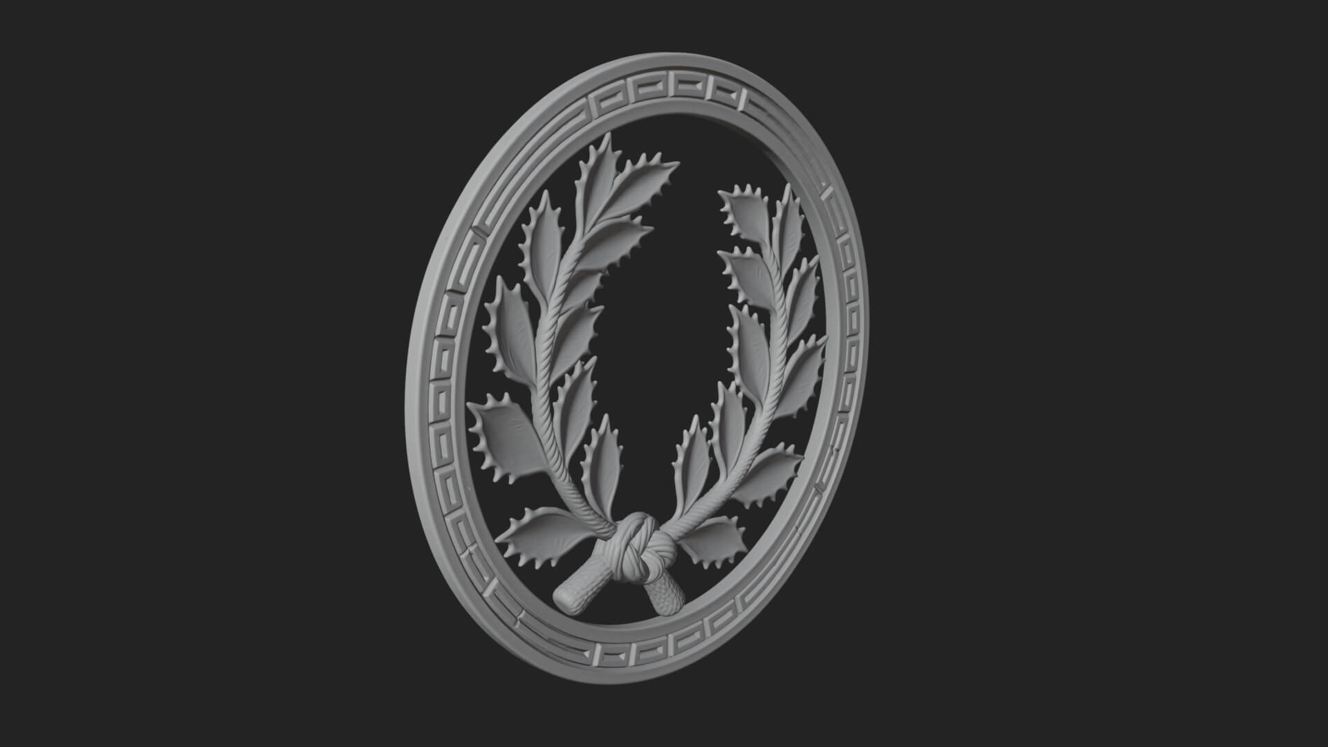 Laurel Wreath Oval Plaque Design 6 3D Print Model 3D Model