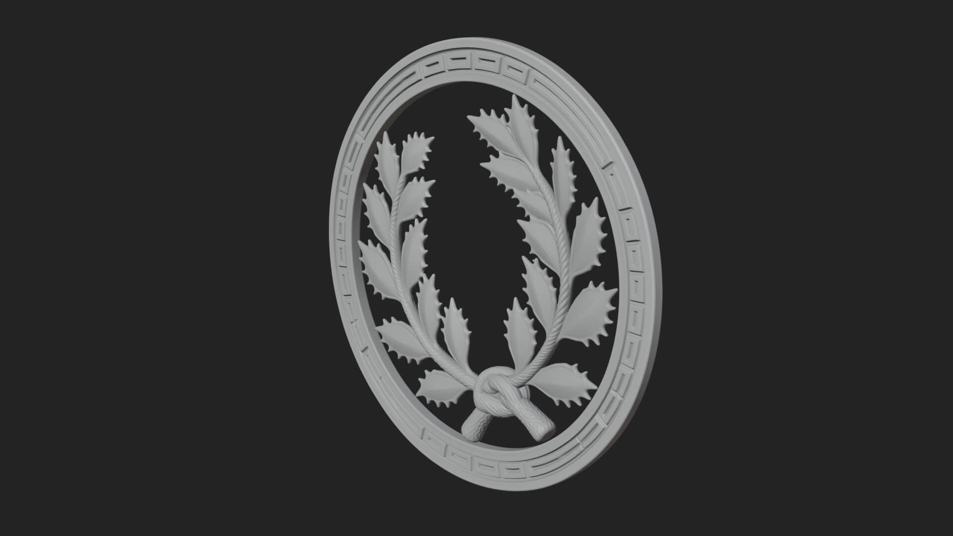 Laurel Wreath Oval Plaque Design 6 3D Print Model 3D Model