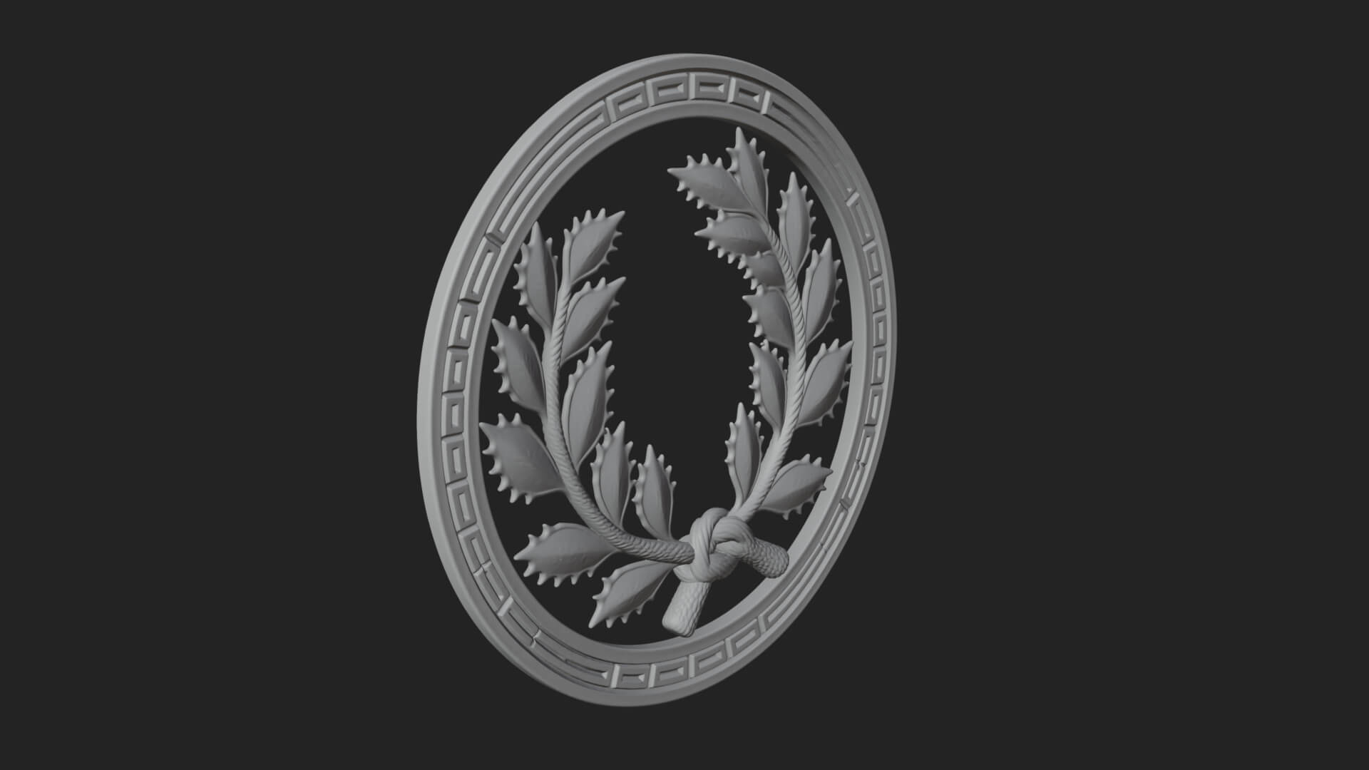 Laurel Wreath Oval Plaque Design 6 3D Print Model 3D Model