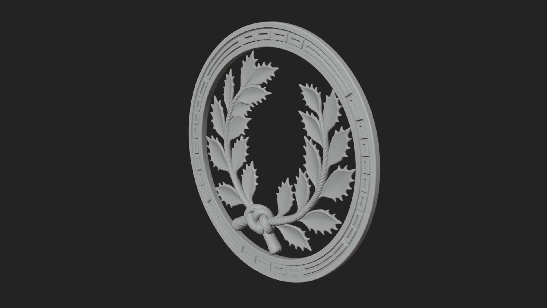 Laurel Wreath Oval Plaque Design 6 3D Print Model 3D Model