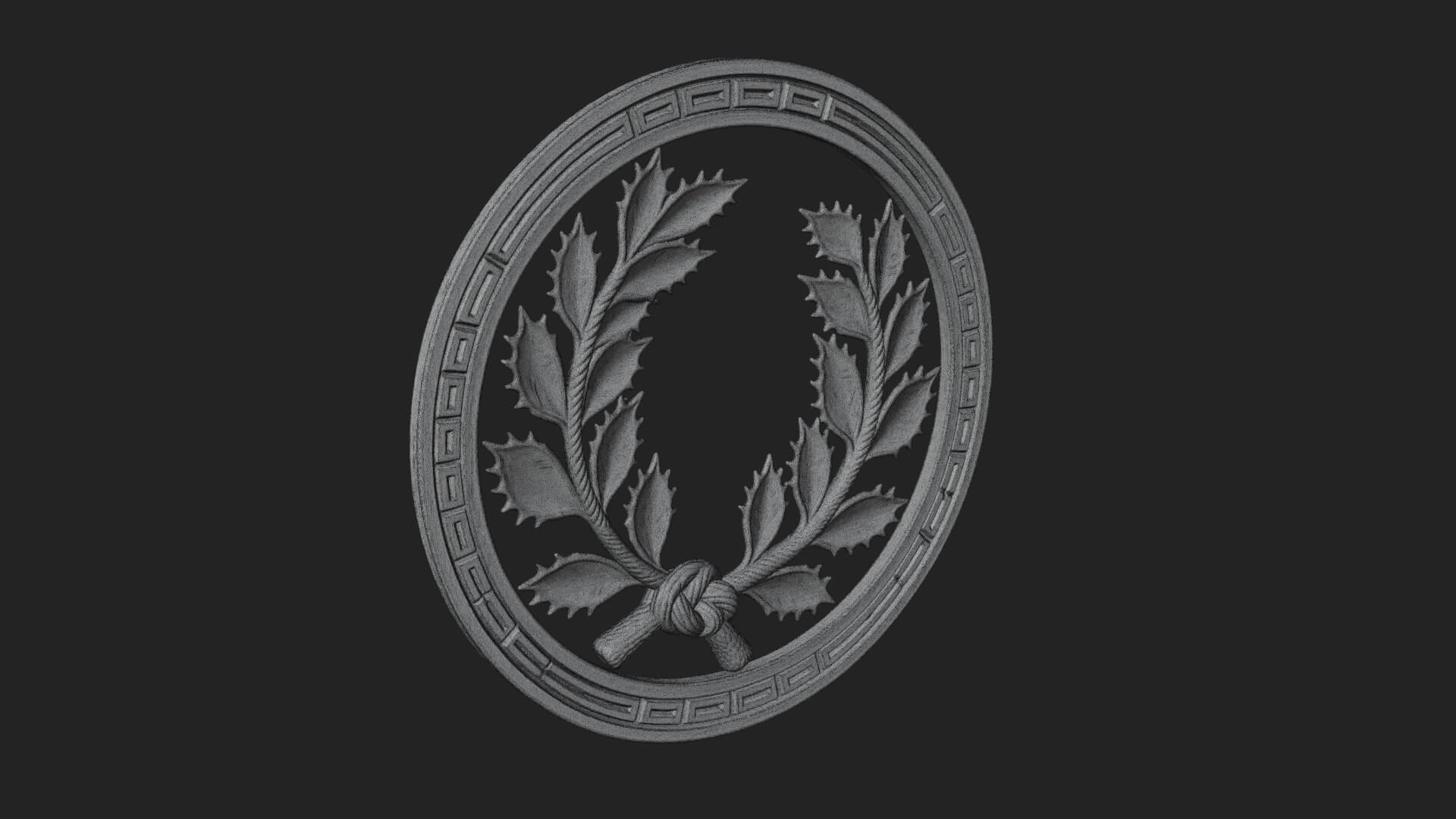 Laurel Wreath Oval Plaque Design 6 3D Print Model 3D Model