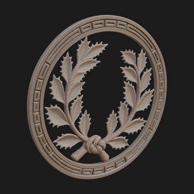 Laurel Wreath Oval Plaque Design 6 3D Print Model