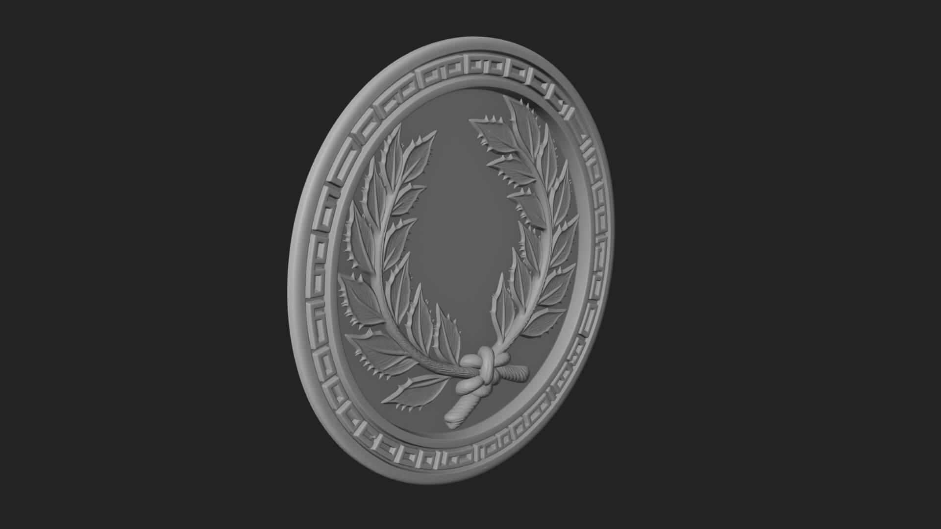Laurel Wreath Oval Plaque Design 7 3D Print Model 3D Model