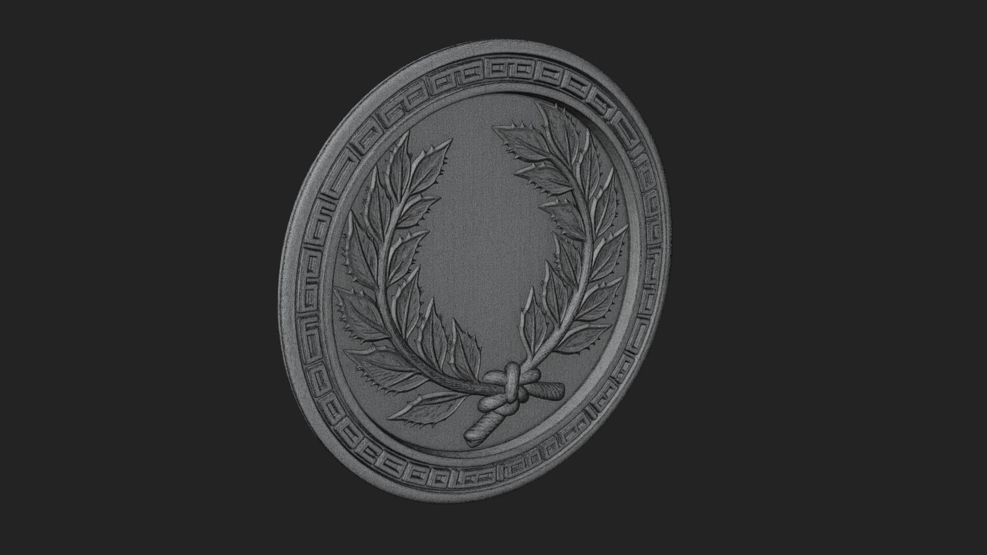 Laurel Wreath Oval Plaque Design 7 3D Print Model 3D Model