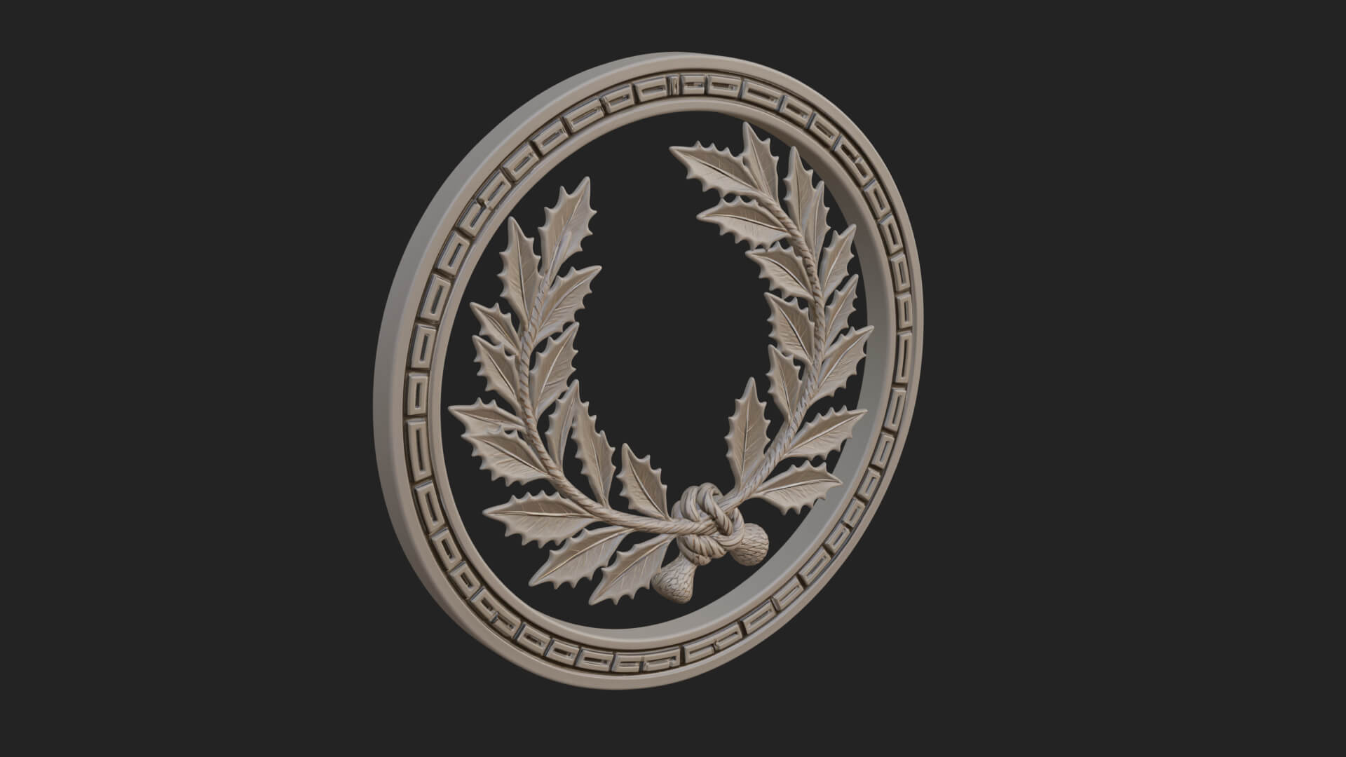 Laurel Wreath Oval Plaque Design 8 3D Print Model 3D Model