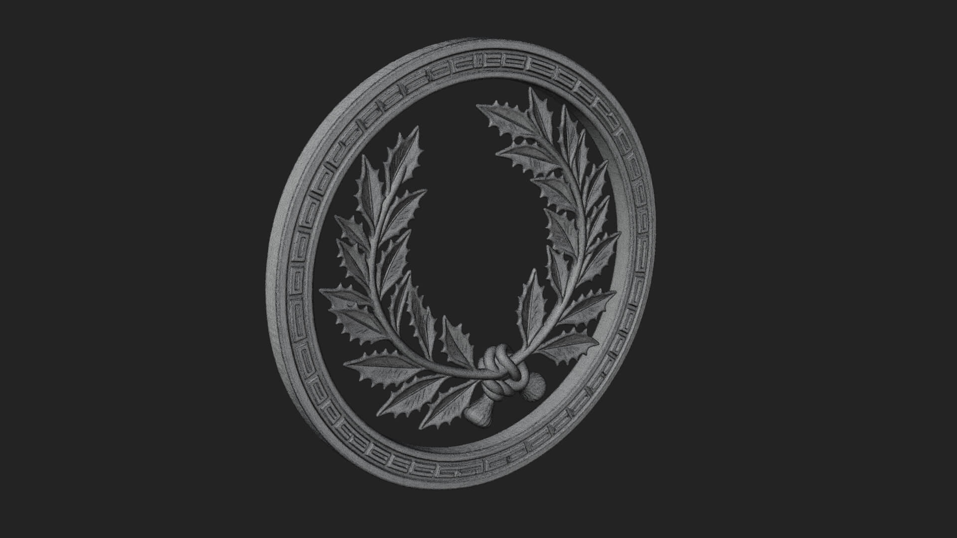 Laurel Wreath Oval Plaque Design 8 3D Print Model 3D Model