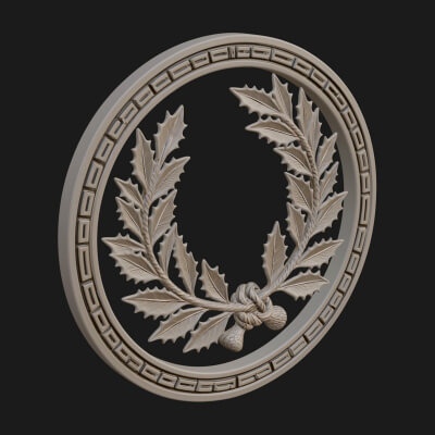 Laurel Wreath Oval Plaque Design 8 3D Print Model