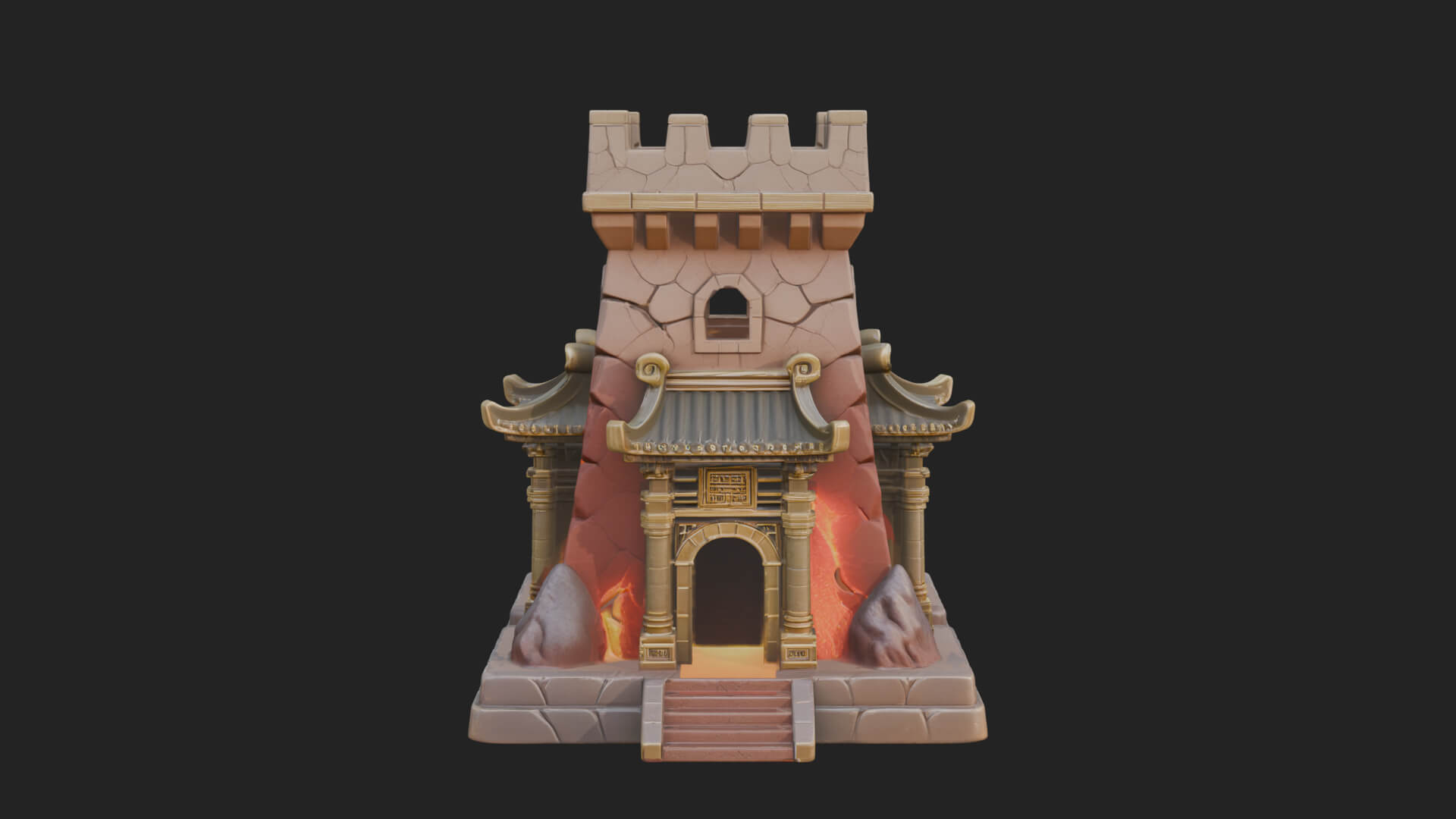 Lava Vein Fortress Tower Design 1 3D Print Model 3D Model