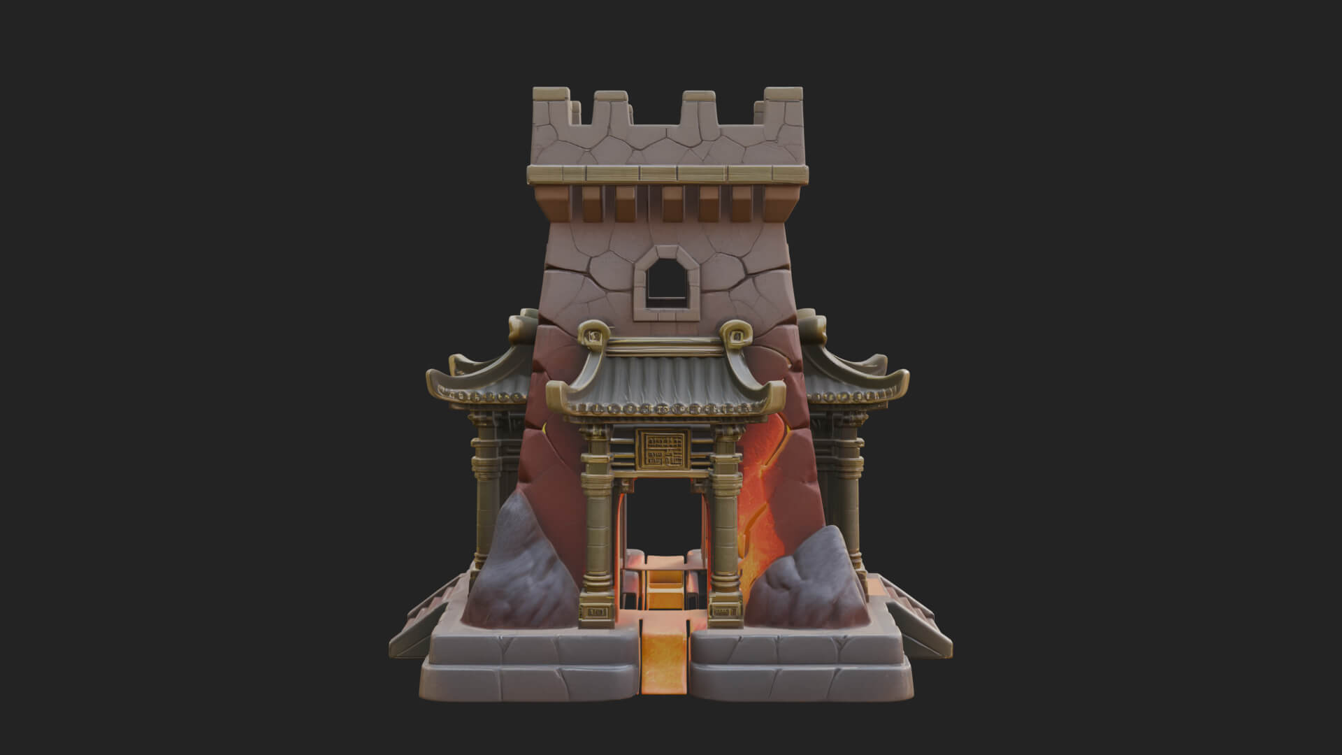 Lava Vein Fortress Tower Design 1 3D Print Model 3D Model