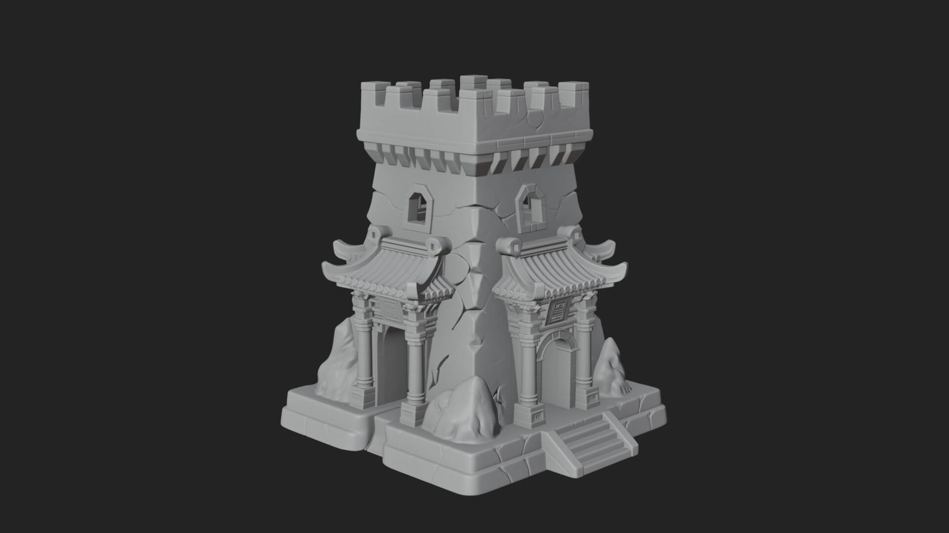 Lava Vein Fortress Tower Design 1 3D Print Model 3D Model