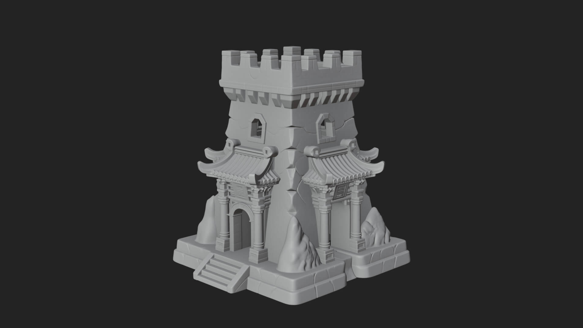 Lava Vein Fortress Tower Design 1 3D Print Model 3D Model