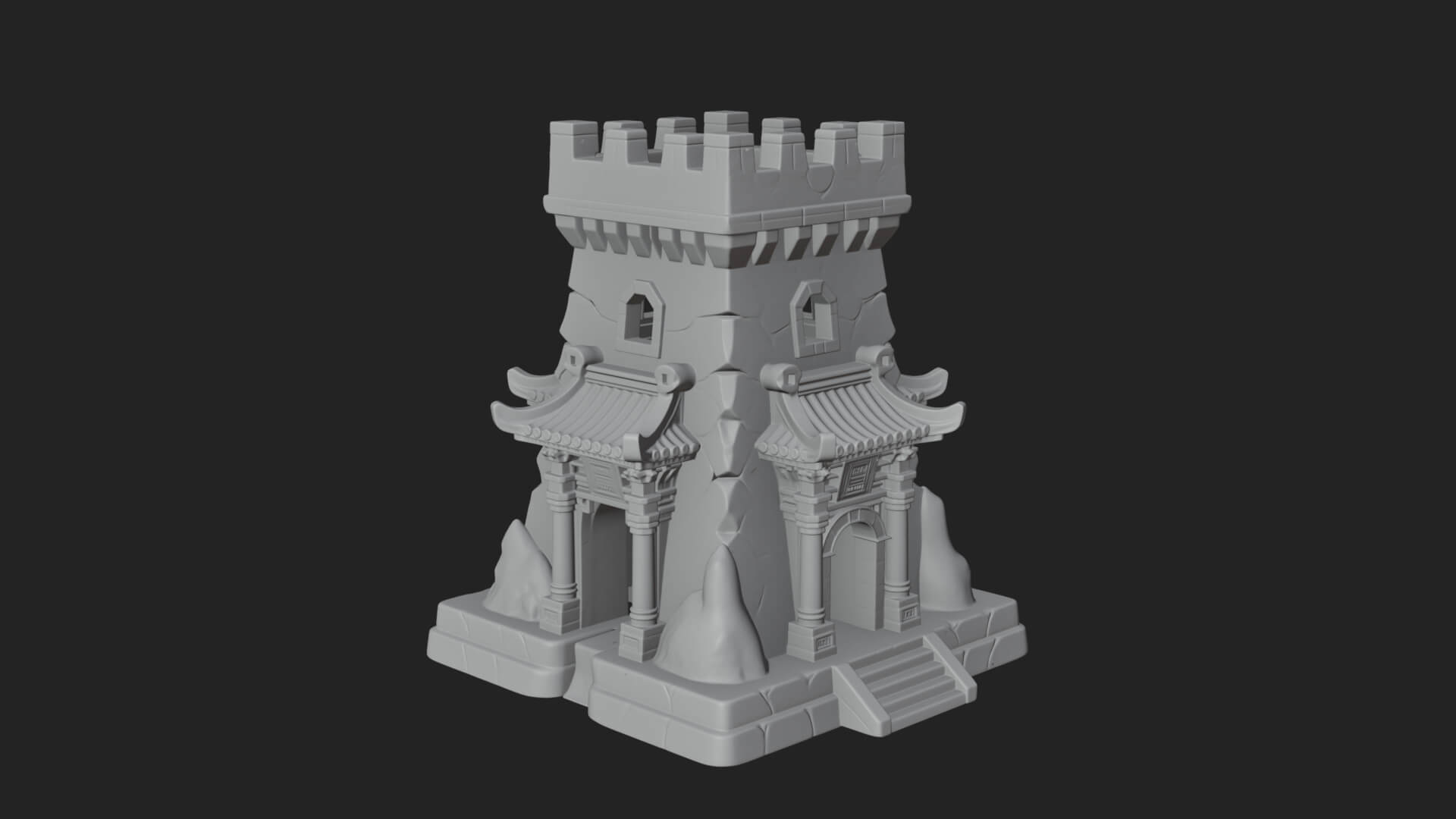 Lava Vein Fortress Tower Design 1 3D Print Model 3D Model